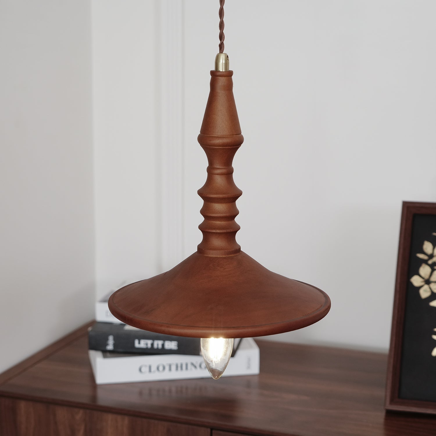 Iraeiel Vintage Minimalist Wooden Pendant Light - Lamp Copper