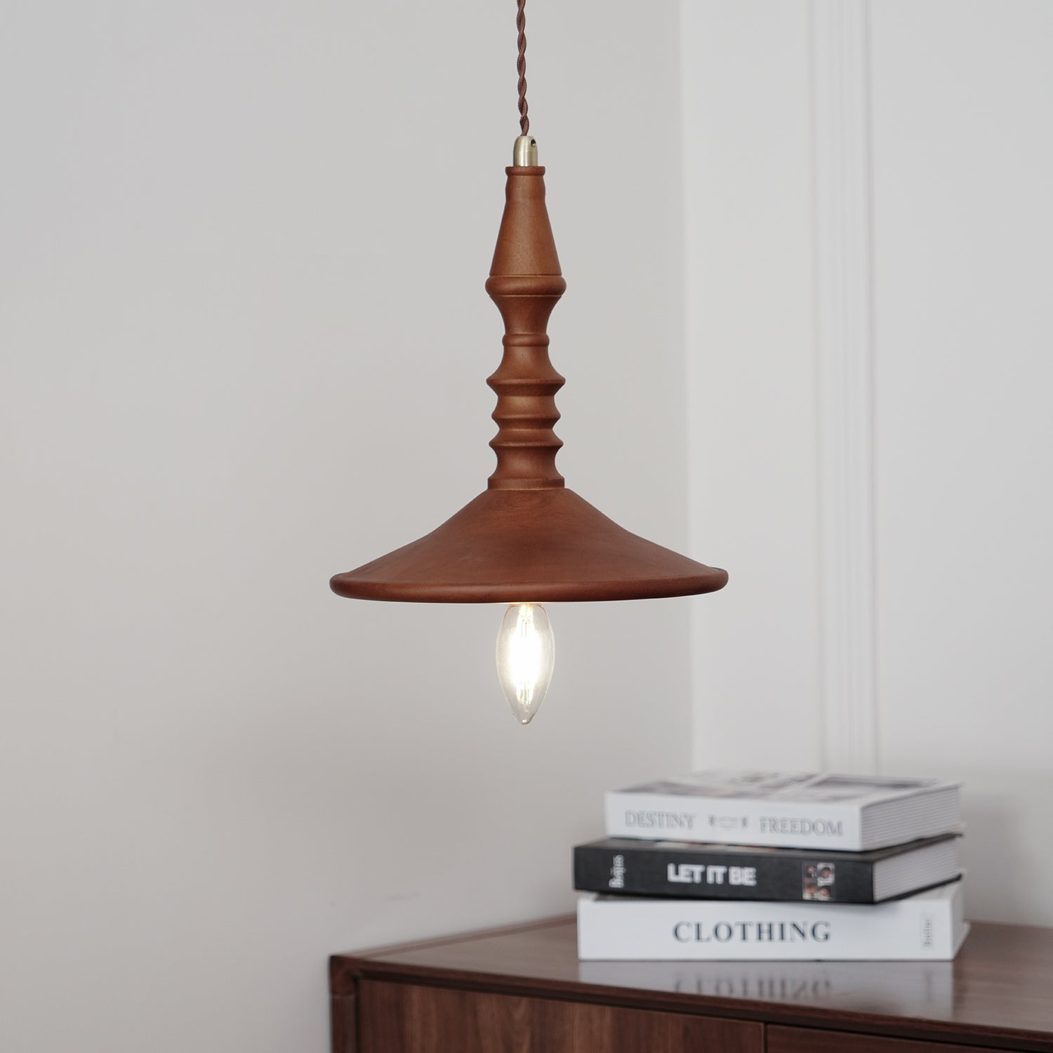 Iraeiel Vintage Minimalist Wooden Pendant Light - Lamp Copper