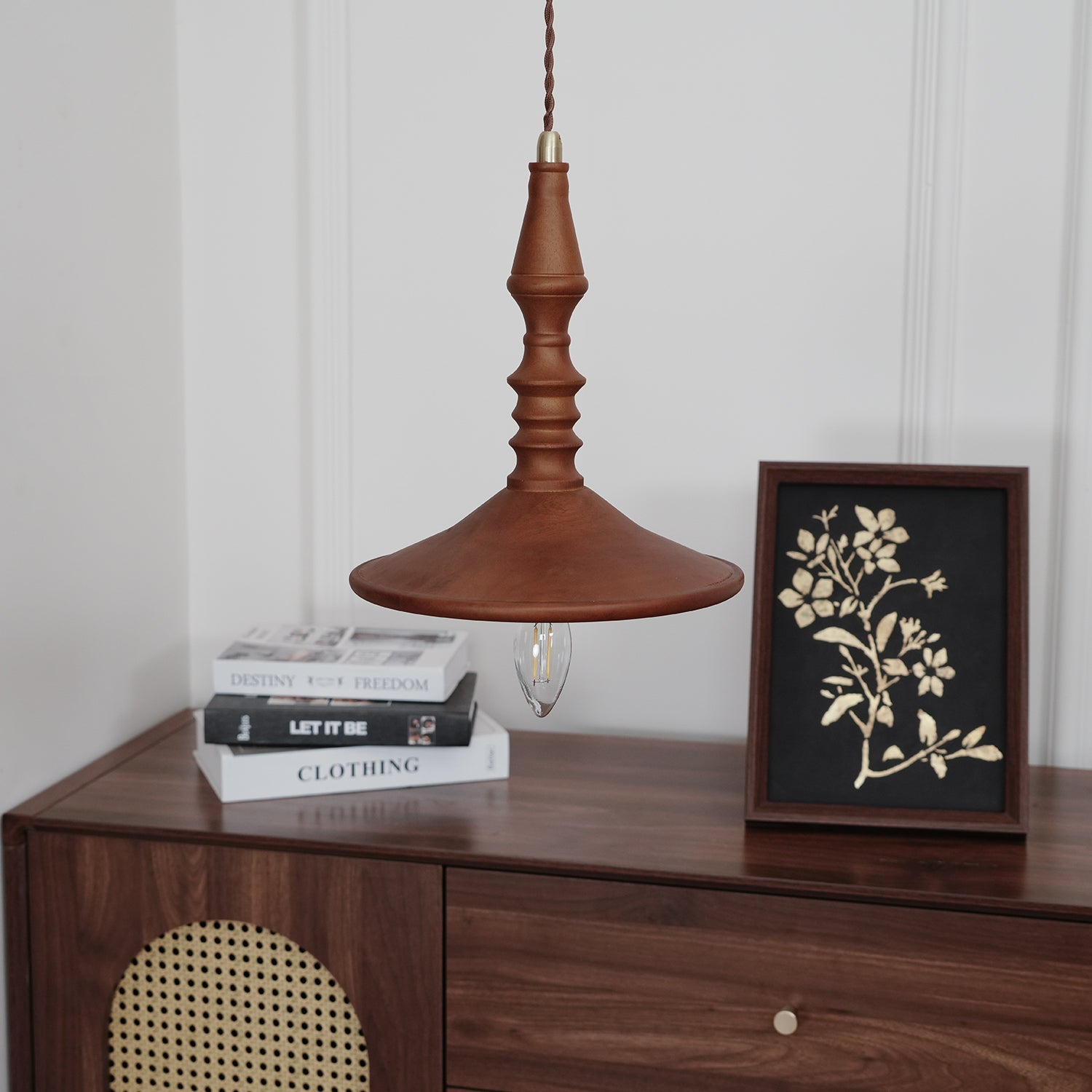 Iraeiel Vintage Minimalist Wooden Pendant Light - Lamp Copper