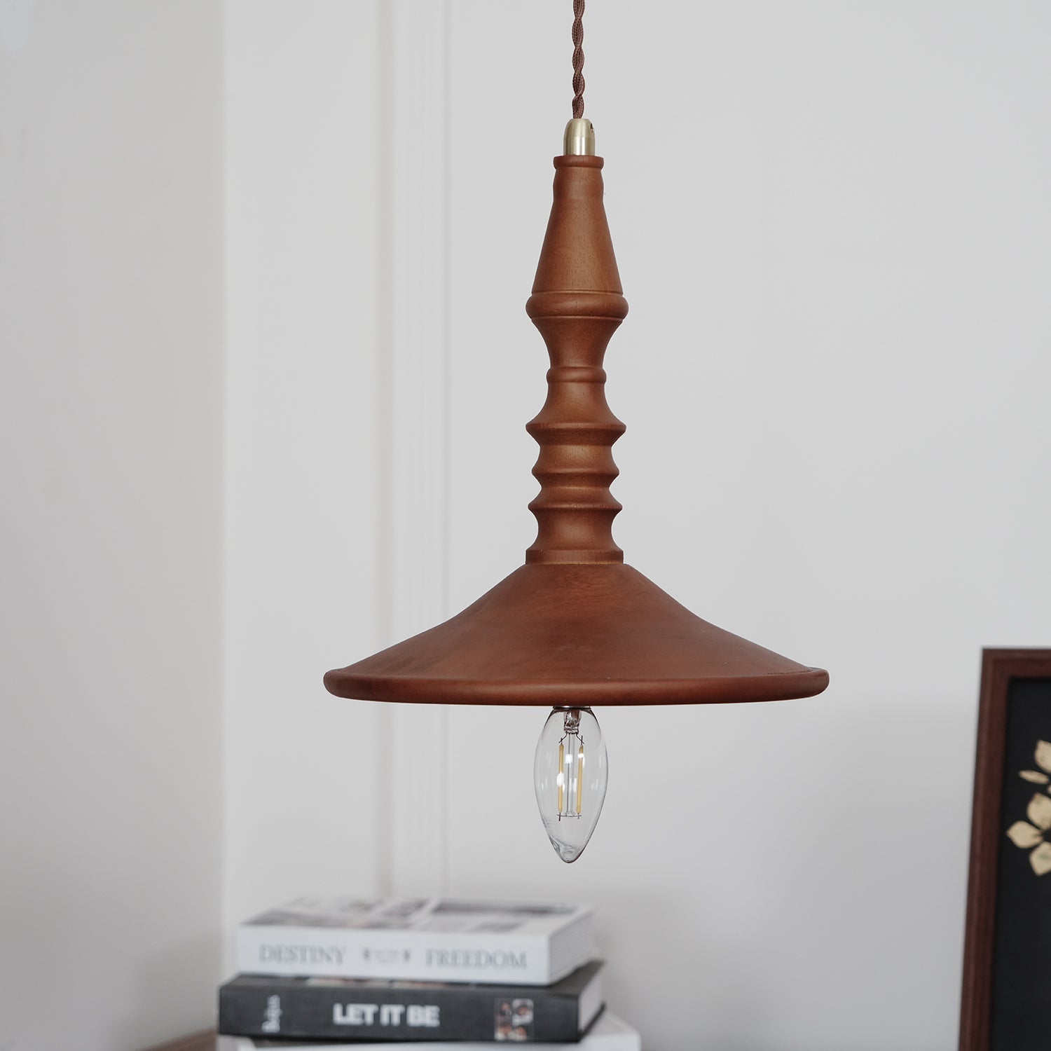 Iraeiel Vintage Minimalist Wooden Pendant Light - Lamp Copper