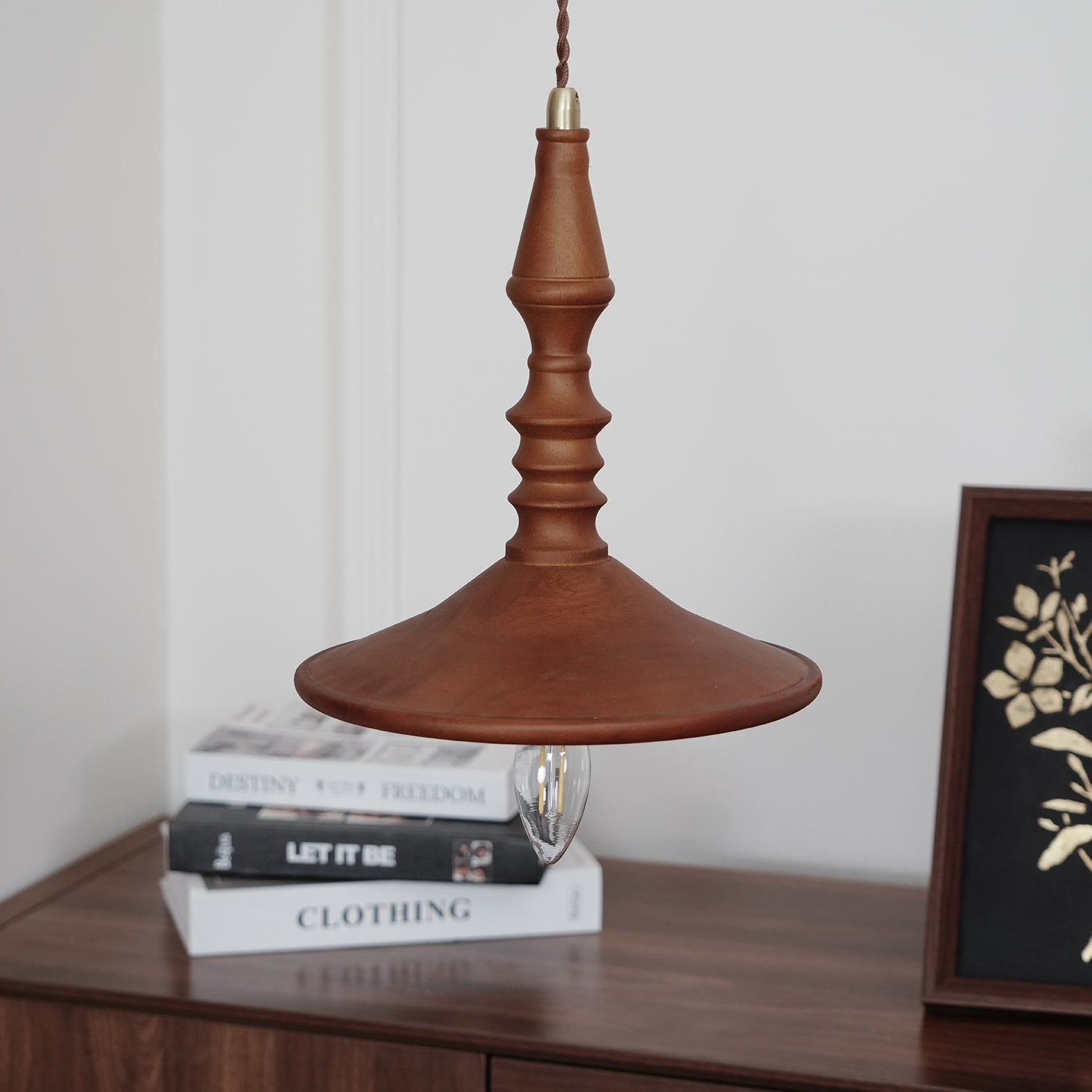 Iraeiel Vintage Minimalist Wooden Pendant Light - Lamp Copper