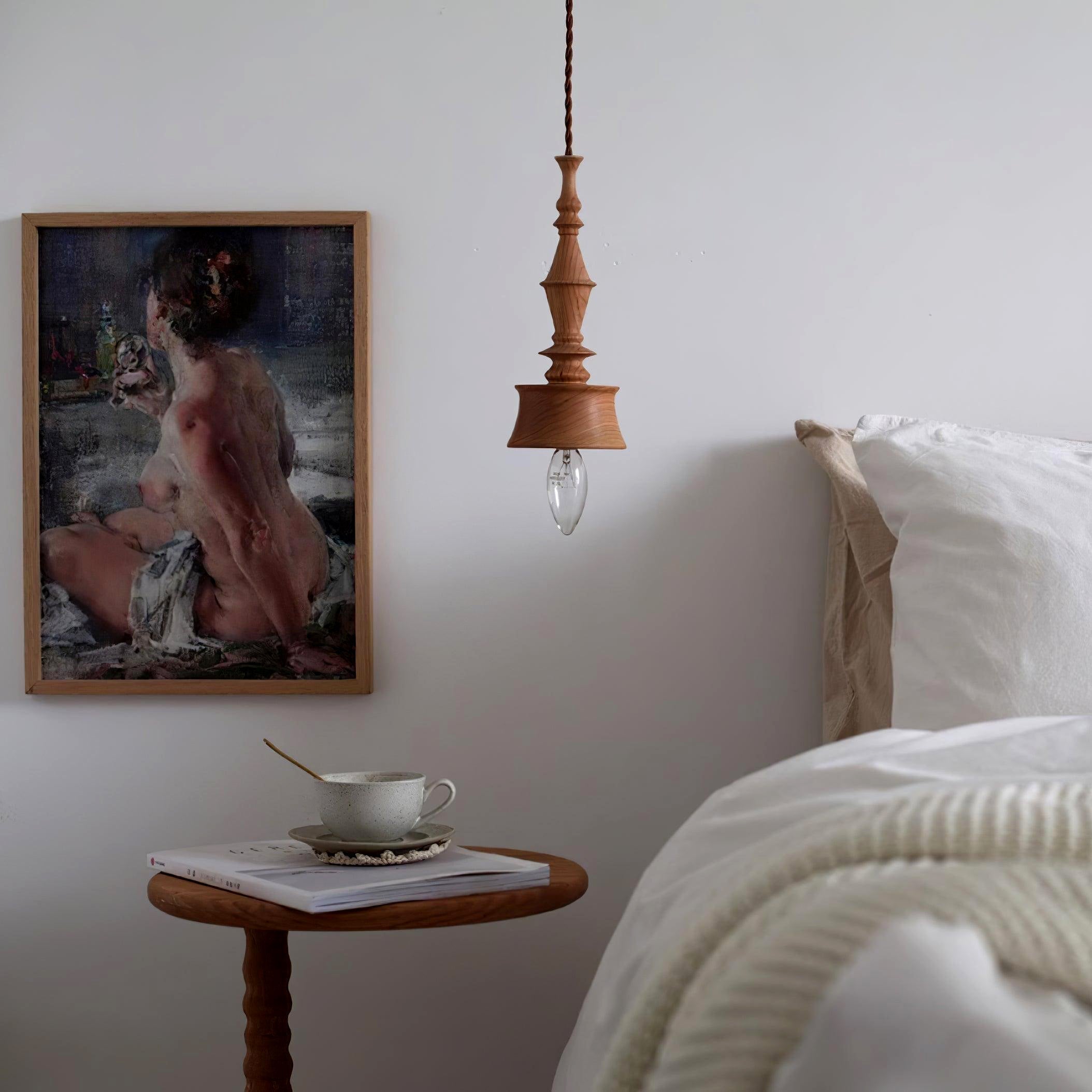 Iraeiel Vintage Minimalist Wooden Pendant Light - Lamp Copper