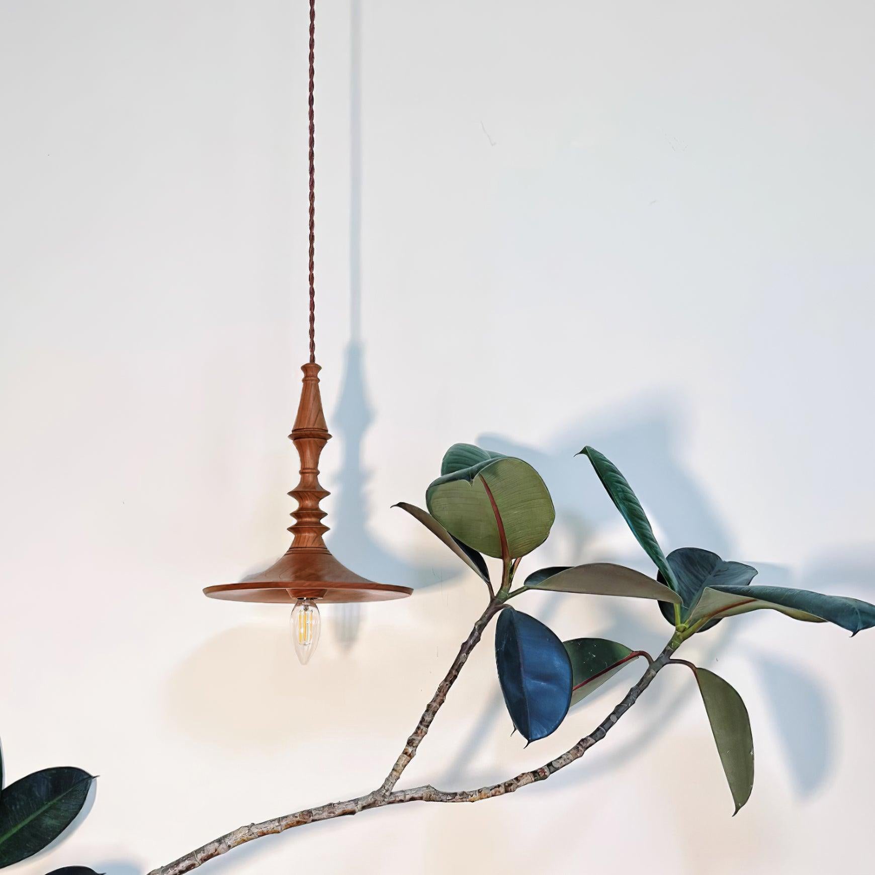 Iraeiel Vintage Minimalist Wooden Pendant Light - Lamp Copper