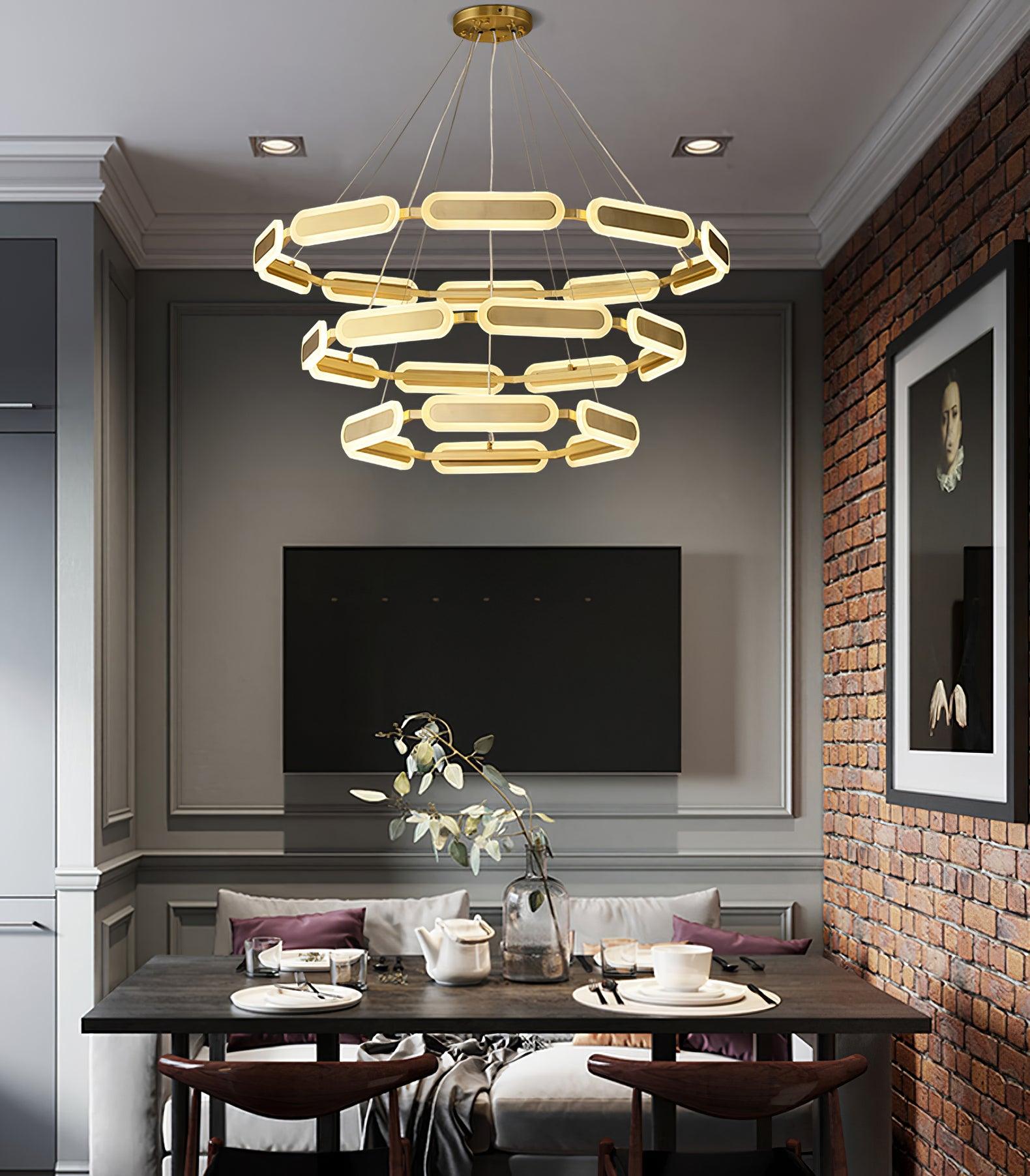 Lustra Chandelier Anneau Géométrique en Laiton - Neutralighting