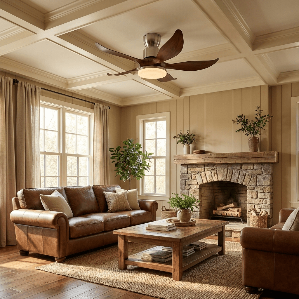 Plafonnier ventilateur Celia à 5 pales avec corps Nickel