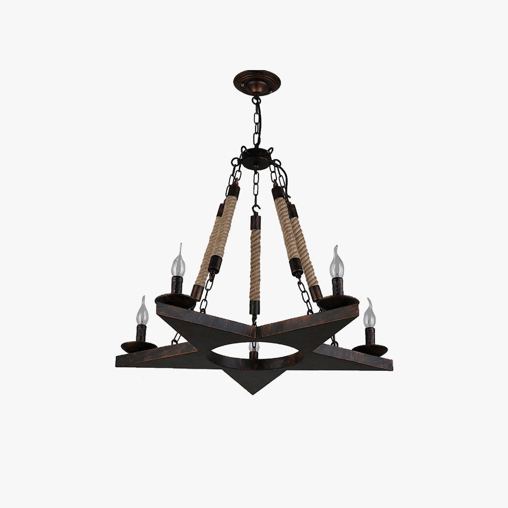 Epoch Lustre Pentagramme Ancienne Métal Rouille/Corde Café/Restaurant - Neutralighting