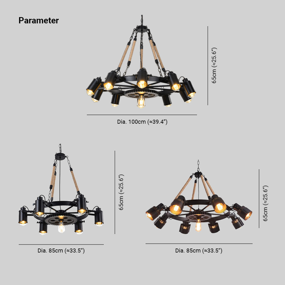 Epoch Suspension LED Industrielle Métal Noir/Corde Café/Bar - Neutralighting
