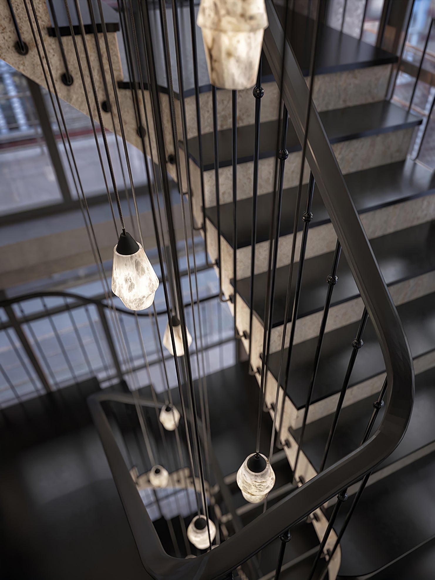 Ostara Suspension Laiton Albâtre - Neutralighting