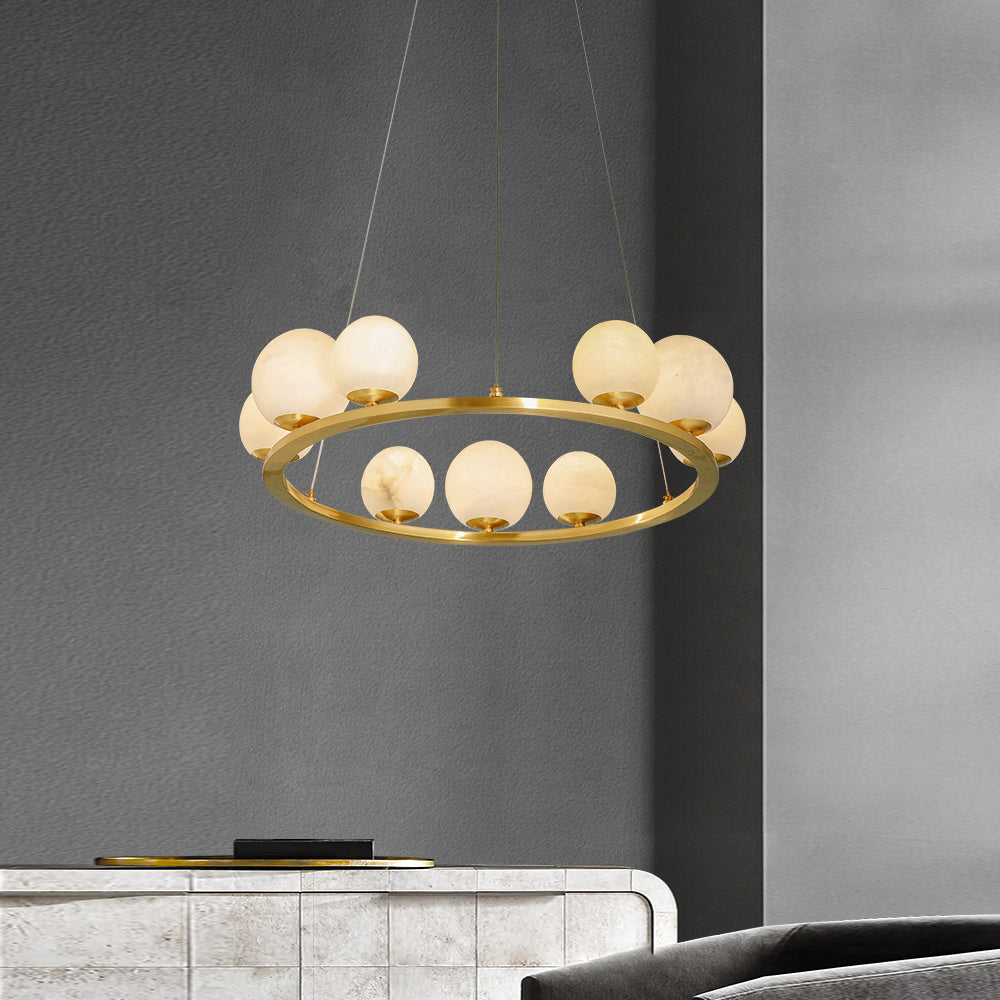 Ulmaran Premium Nordi Art Alabaster Chandelier - Lamp Copper