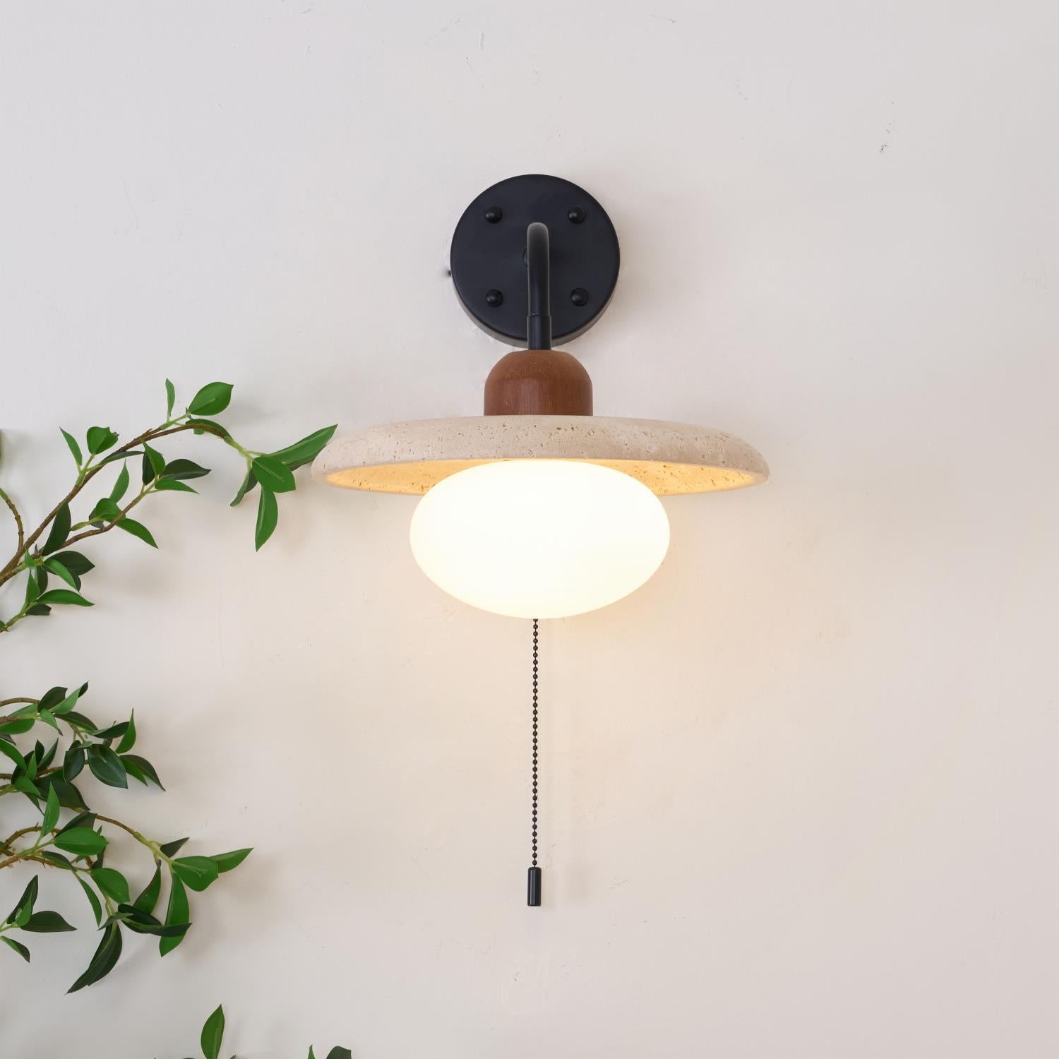 Solaro Applique Murale Travertin Interrupteur à Chaîne - Neutralighting