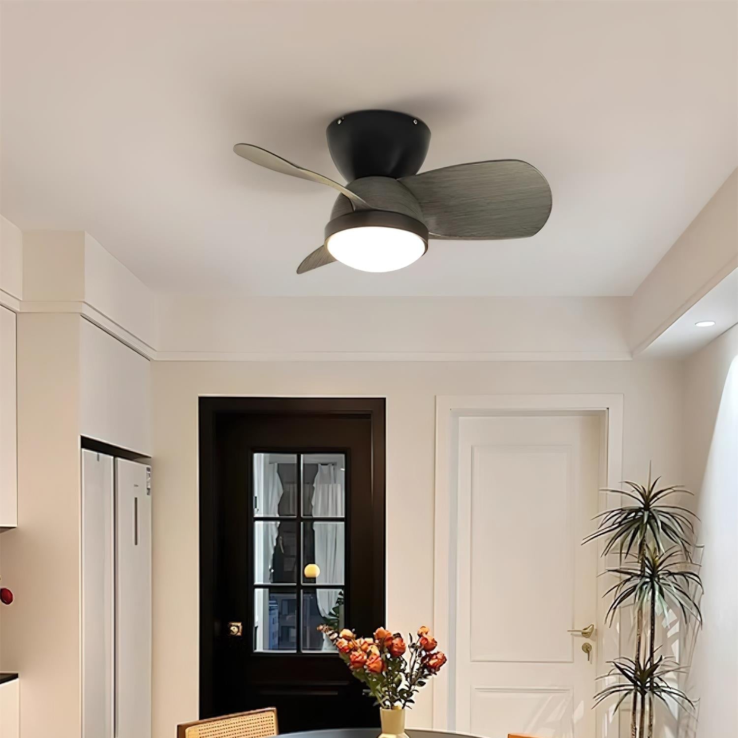 Plafonnier Ventilateur Ventra Moderne en Bois, illustrant le flux d'air