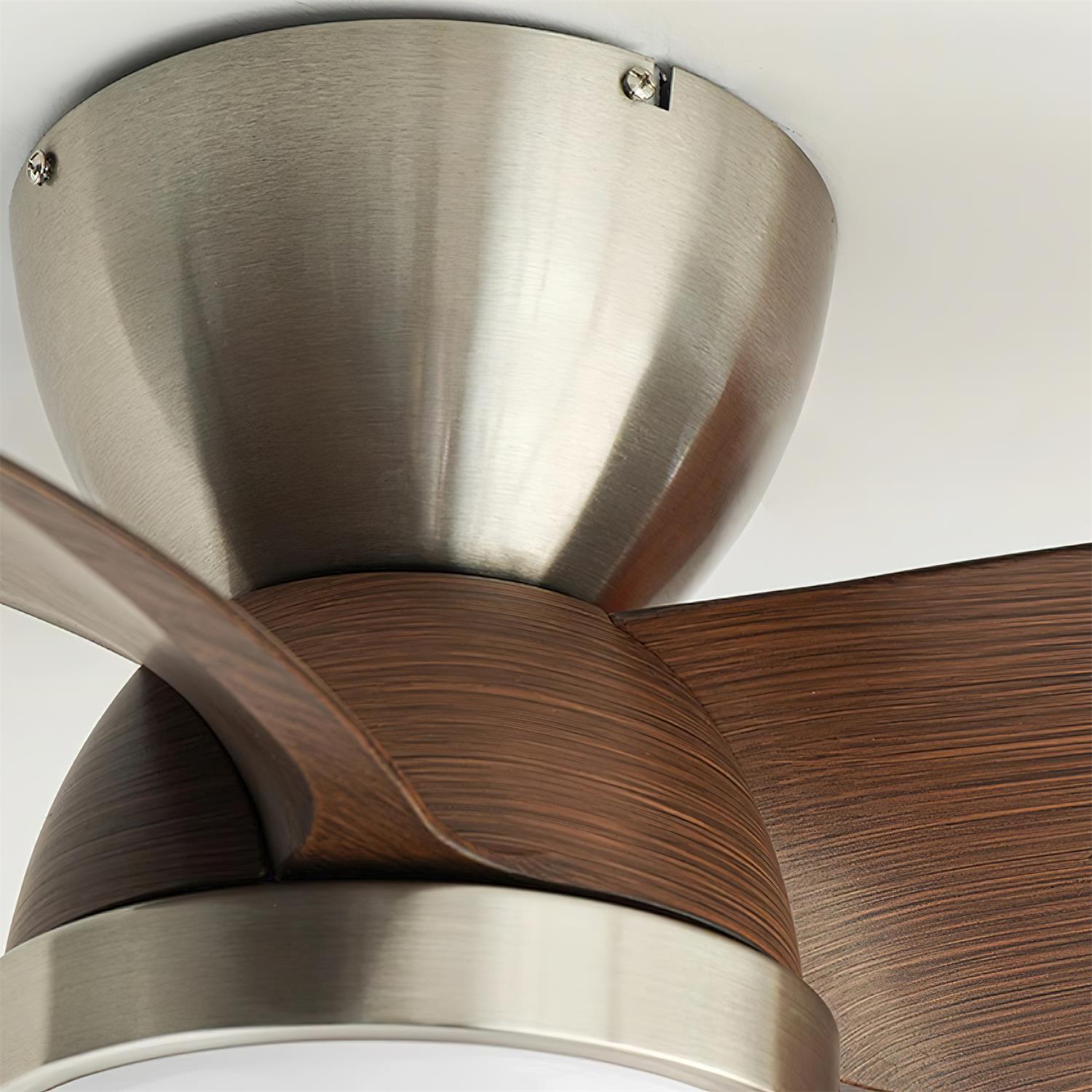 Plafonnier Ventilateur Ventra Moderne en Bois, vue latérale
