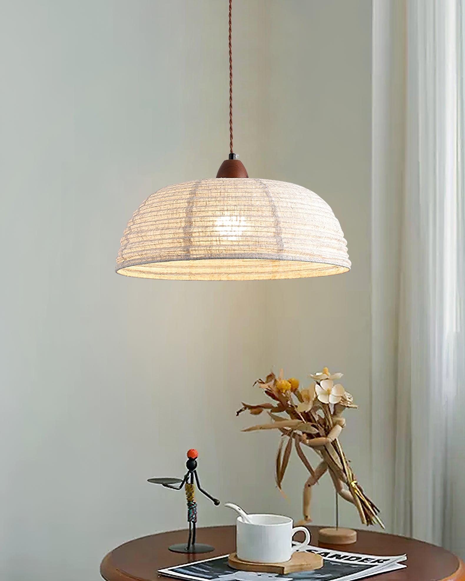 Evano Lustra Lampe Suspendue Dôme Tissé Élégante - Neutralighting