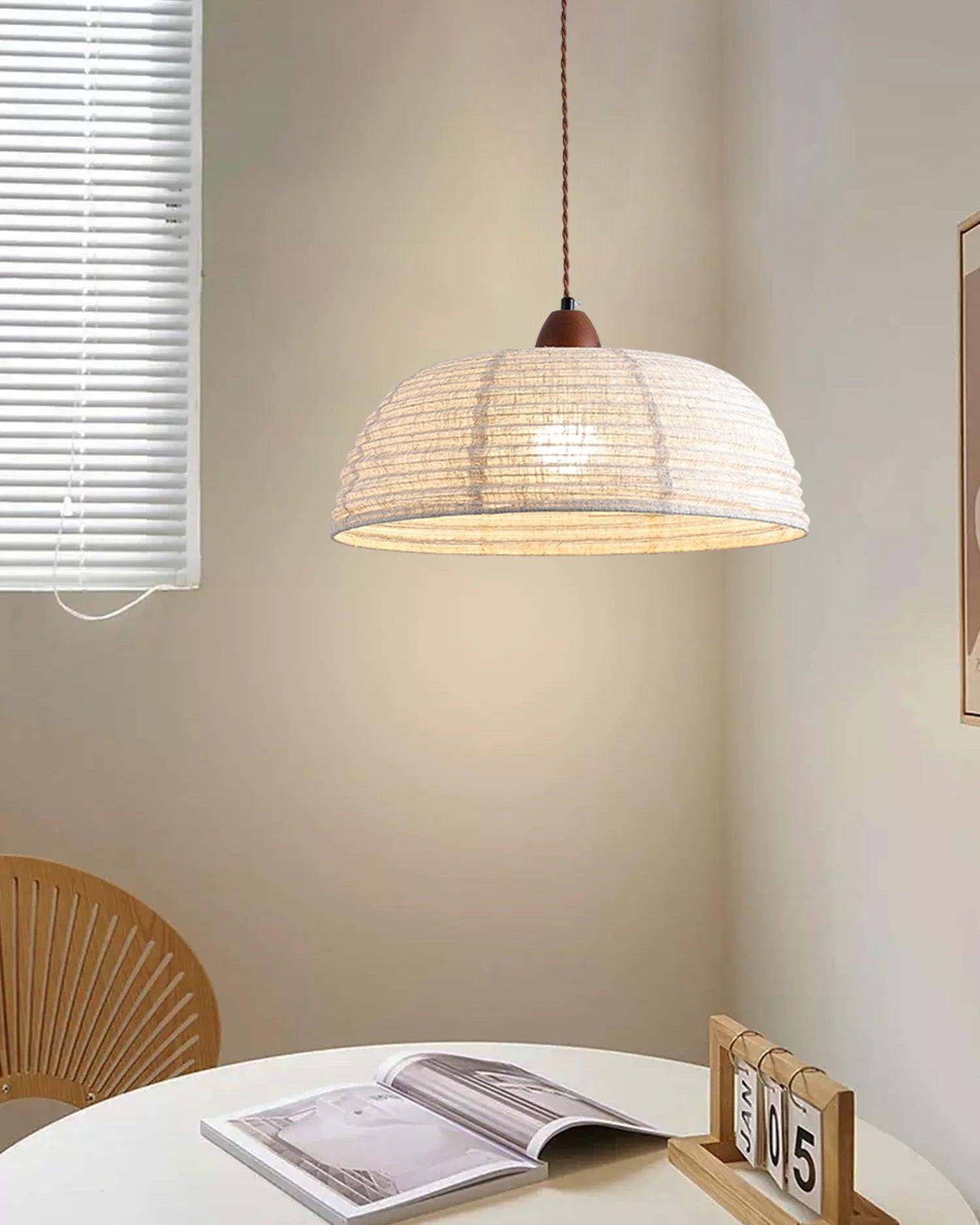 Evano Lustra Lampe Suspendue Dôme Tissé Élégante - Neutralighting