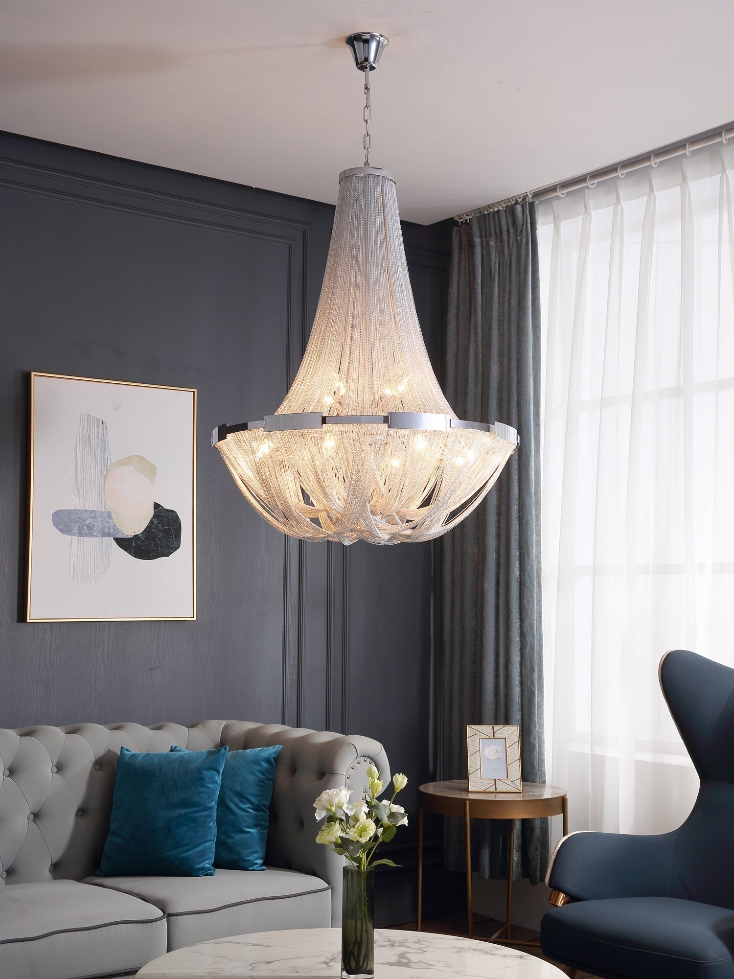 Solara Chandelier Gland Chaîne en Aluminium - Neutralighting