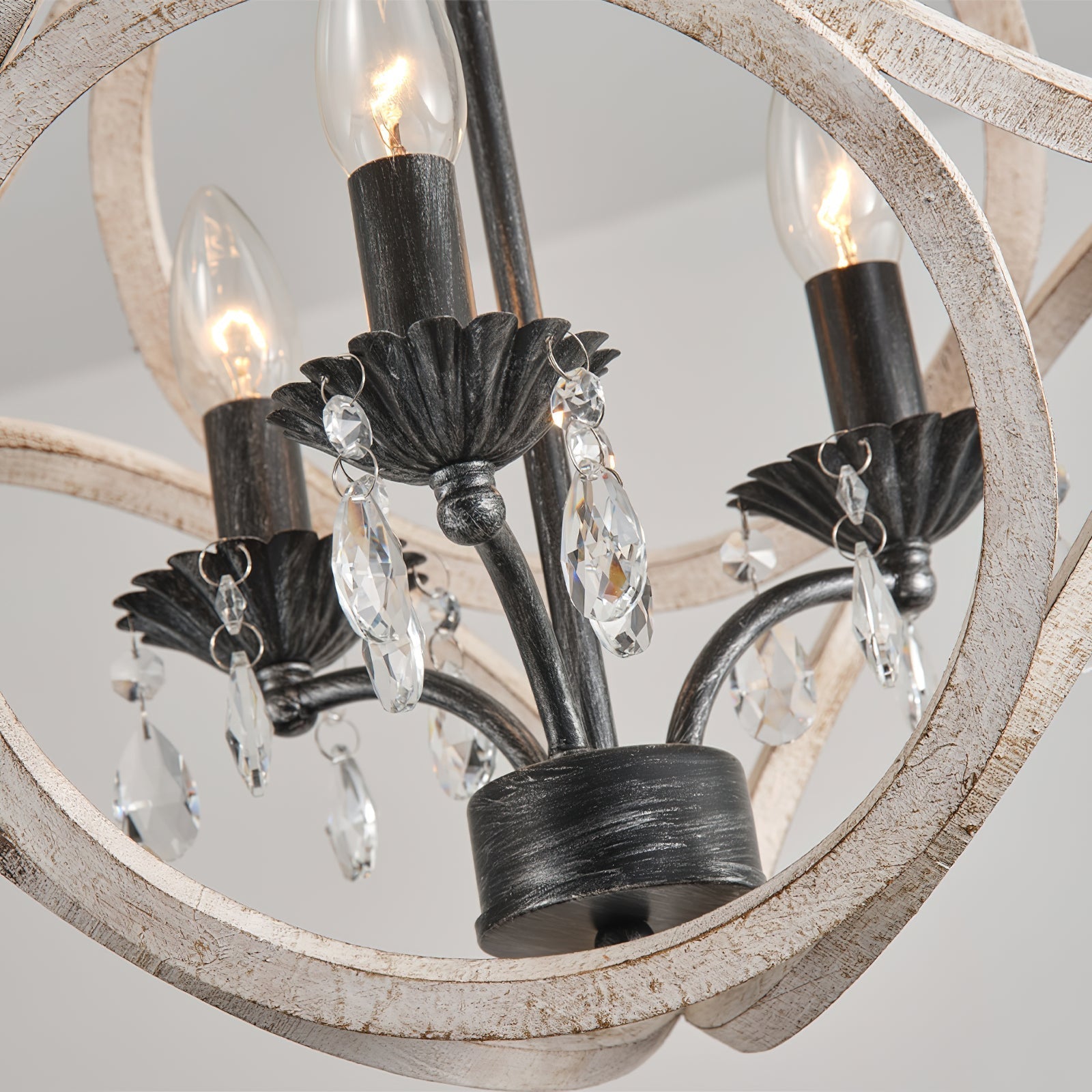 Viraearae Premium Nordic Crystal Wood Pendant Lamp - Lamp Copper