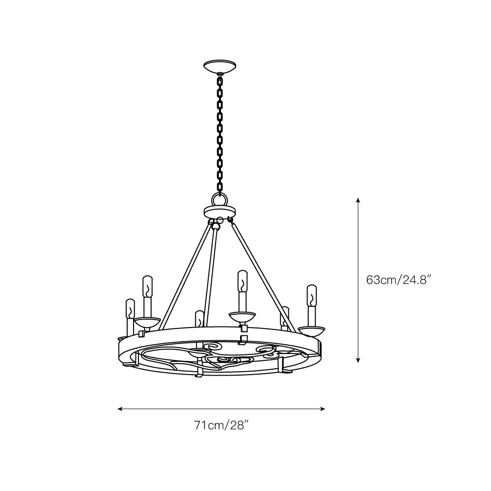 Evtalen Vintage Industrial Wooden Metal Chandelier - Lamp Copper