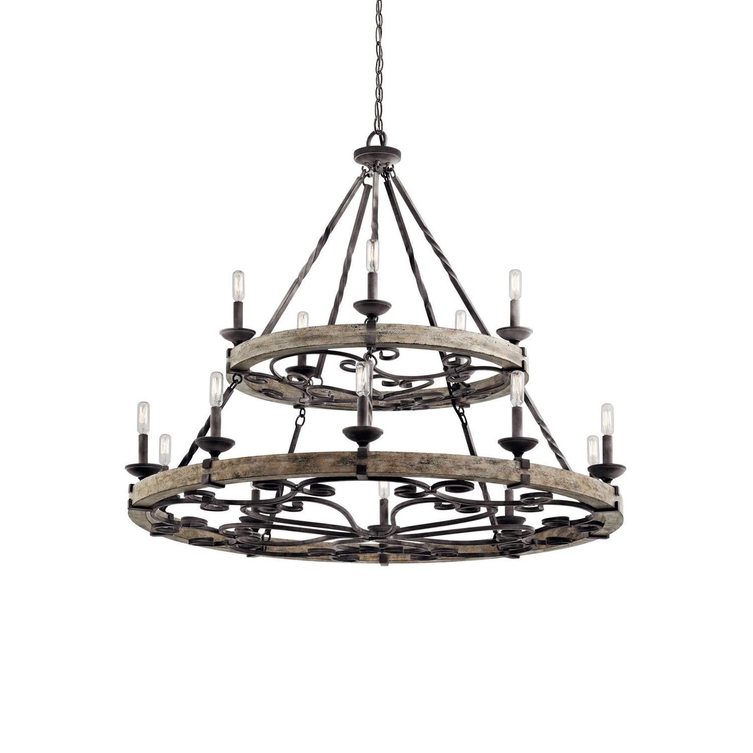 Evtalen Vintage Industrial Wooden Metal Chandelier - Lamp Copper