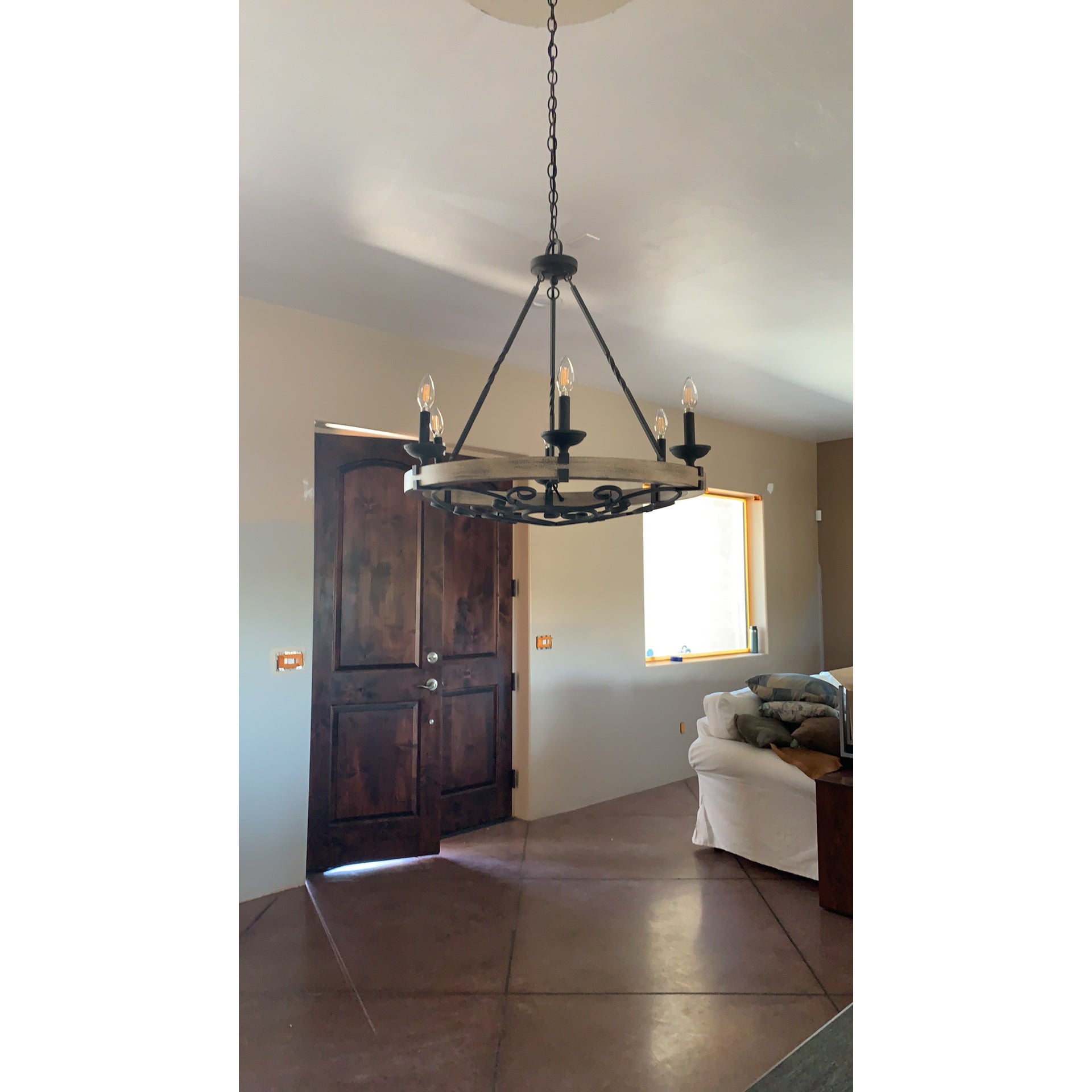 Evtalen Vintage Industrial Wooden Metal Chandelier - Lamp Copper