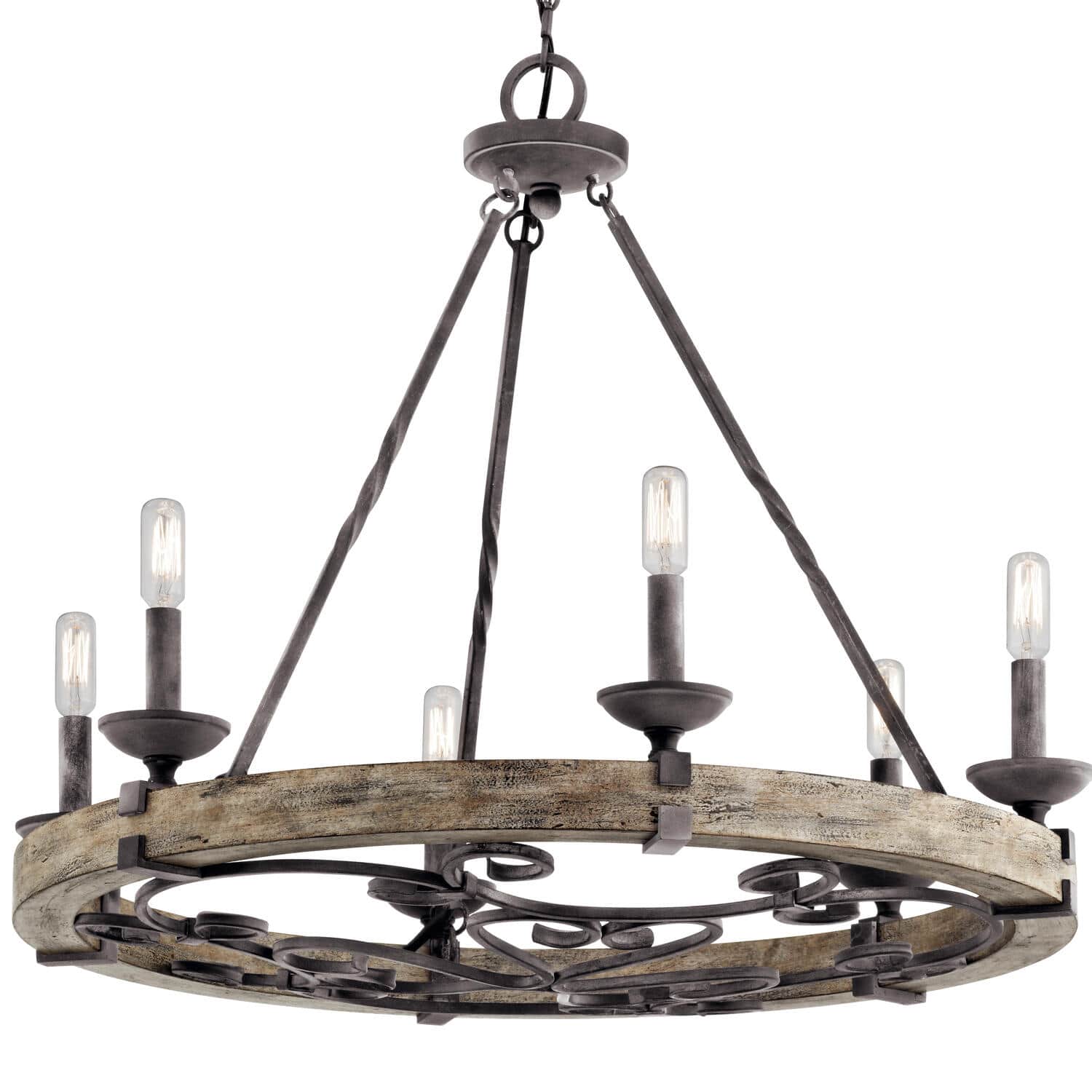 Evtalen Vintage Industrial Wooden Metal Chandelier - Lamp Copper