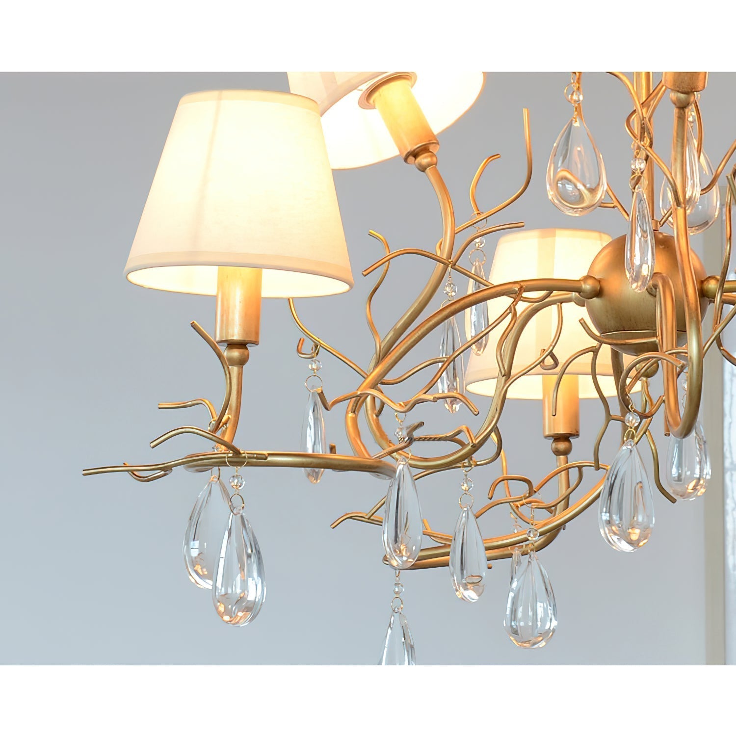 Olsolan Postmodern Luxury Fabric Crystal Chandelier - Lamp Copper