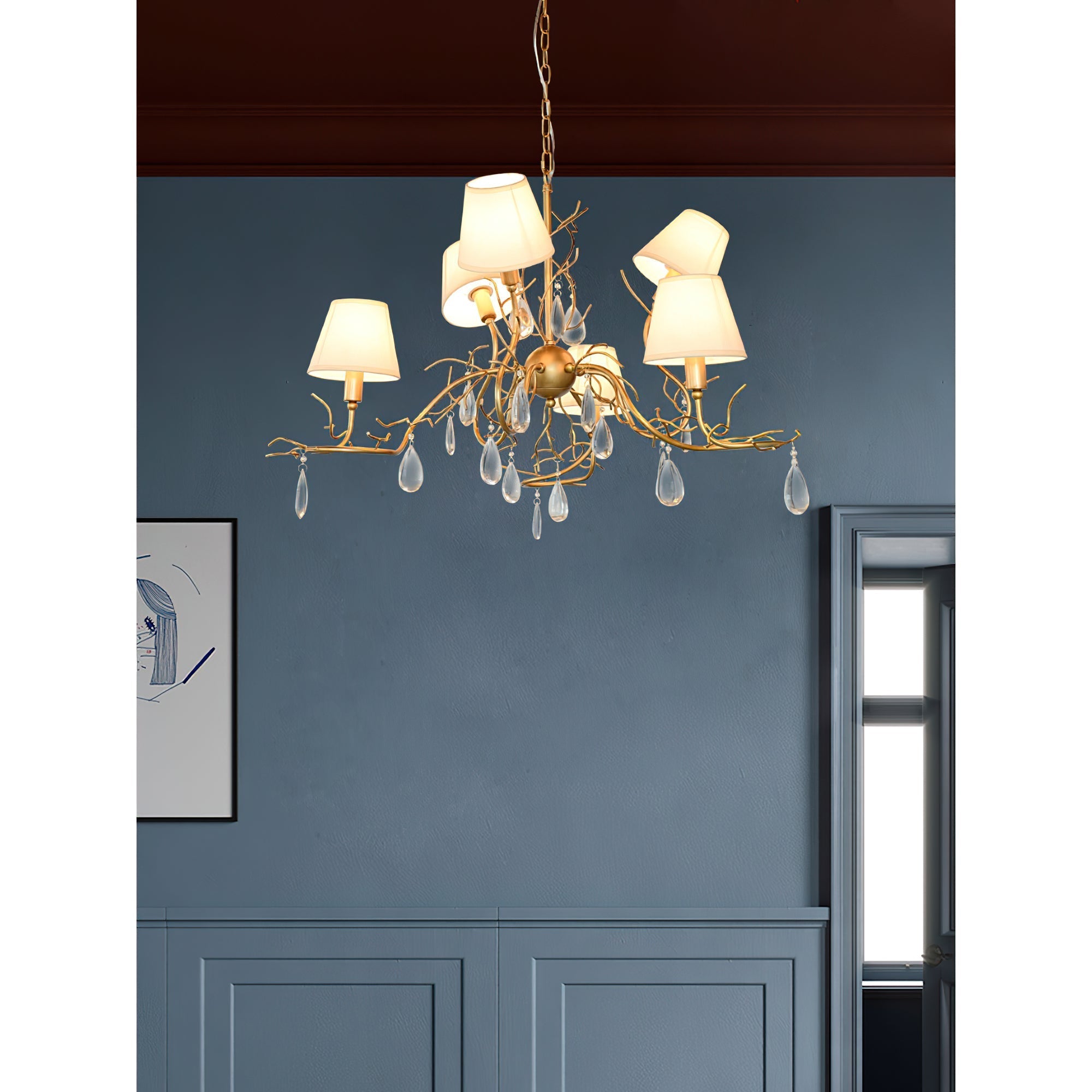 Olsolan Postmodern Luxury Fabric Crystal Chandelier - Lamp Copper