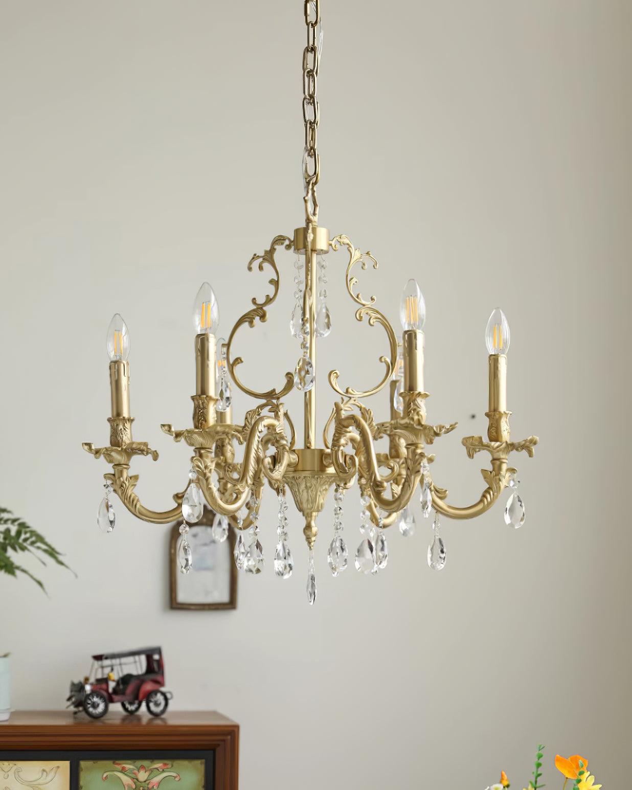 Elvion Lustre Classique en Laiton et Cristal - Neutralighting