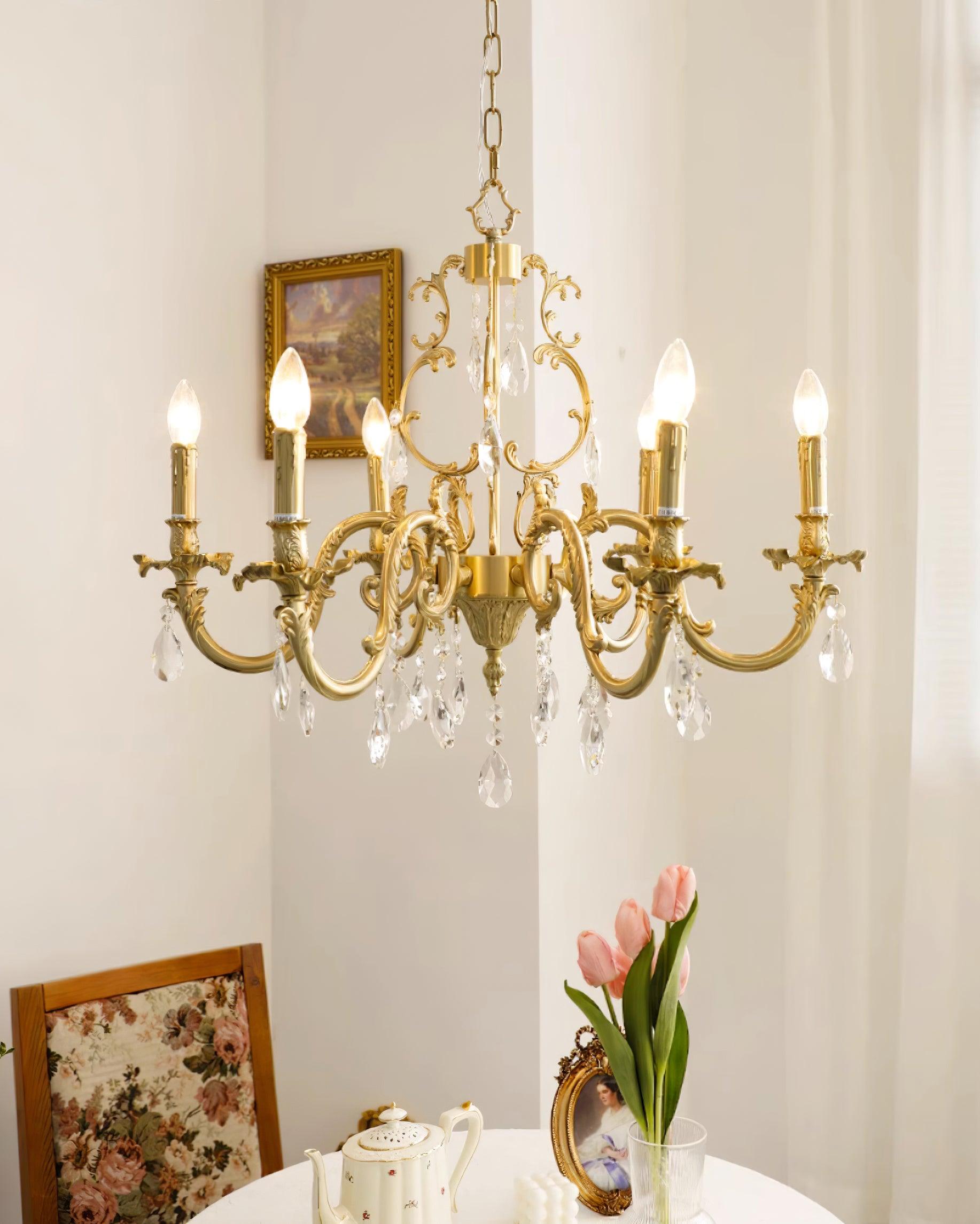 Elvion Lustre Classique en Laiton et Cristal - Neutralighting