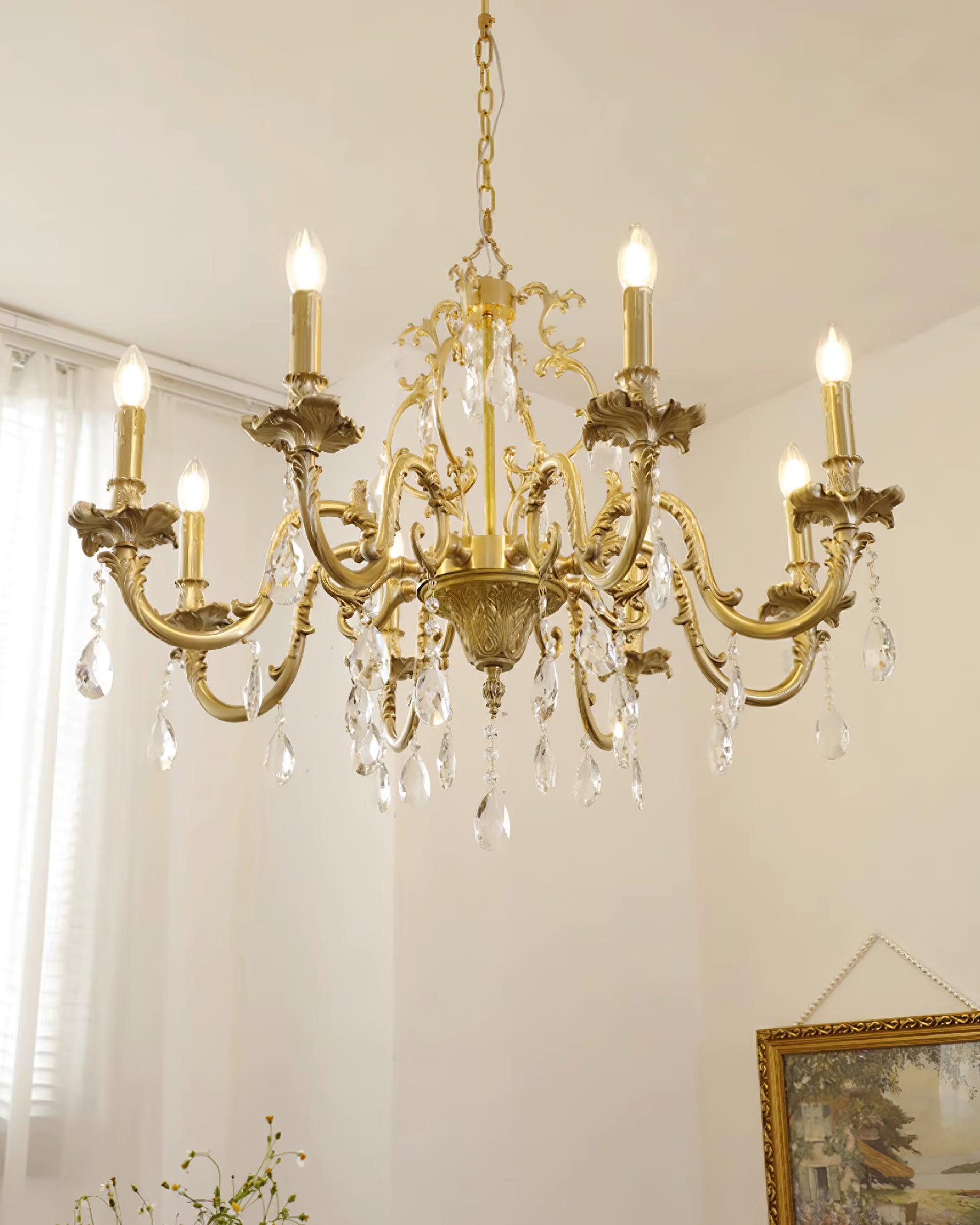 Elvion Lustre Classique en Laiton et Cristal - Neutralighting