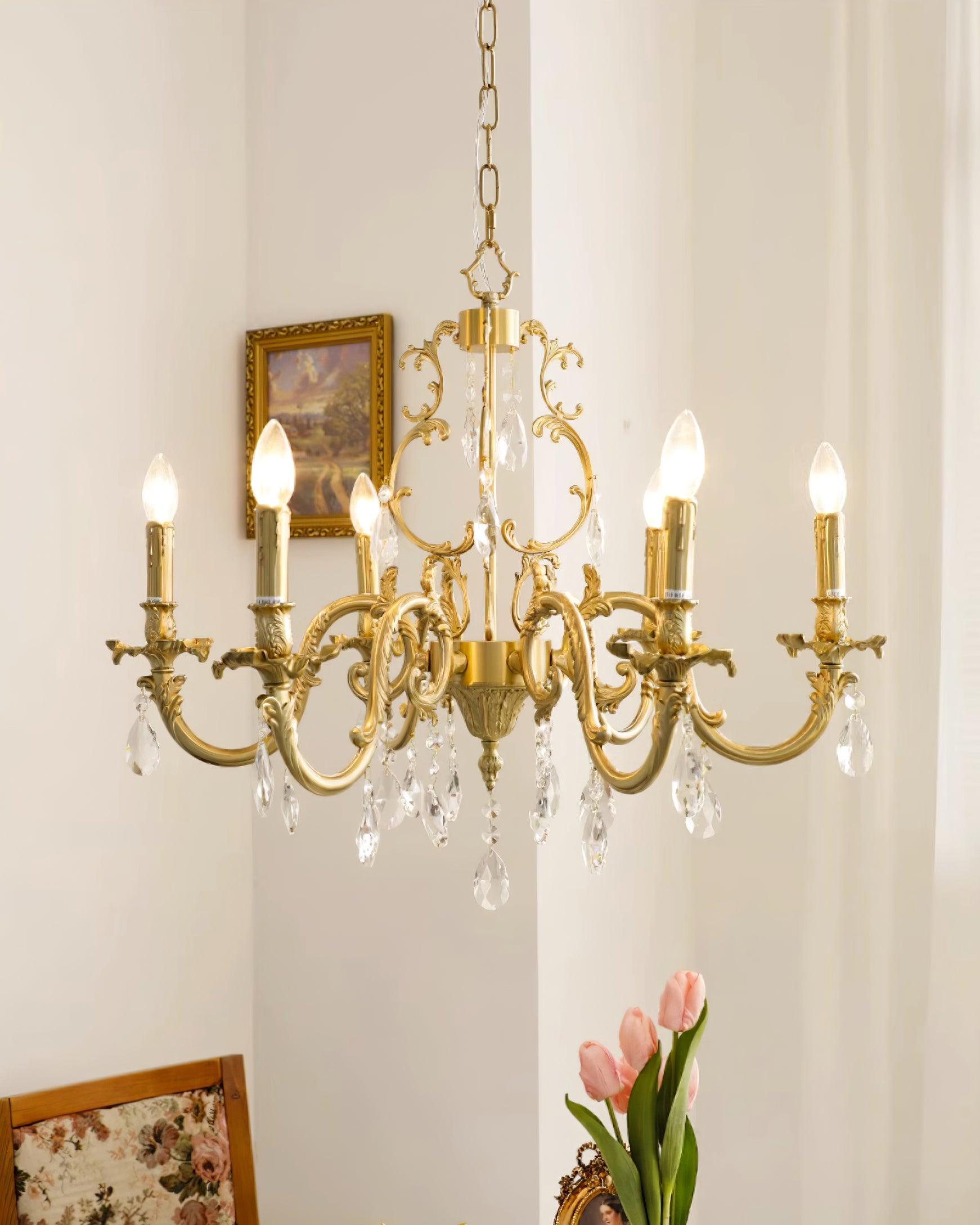 Elvion Lustre Classique en Laiton et Cristal - Neutralighting