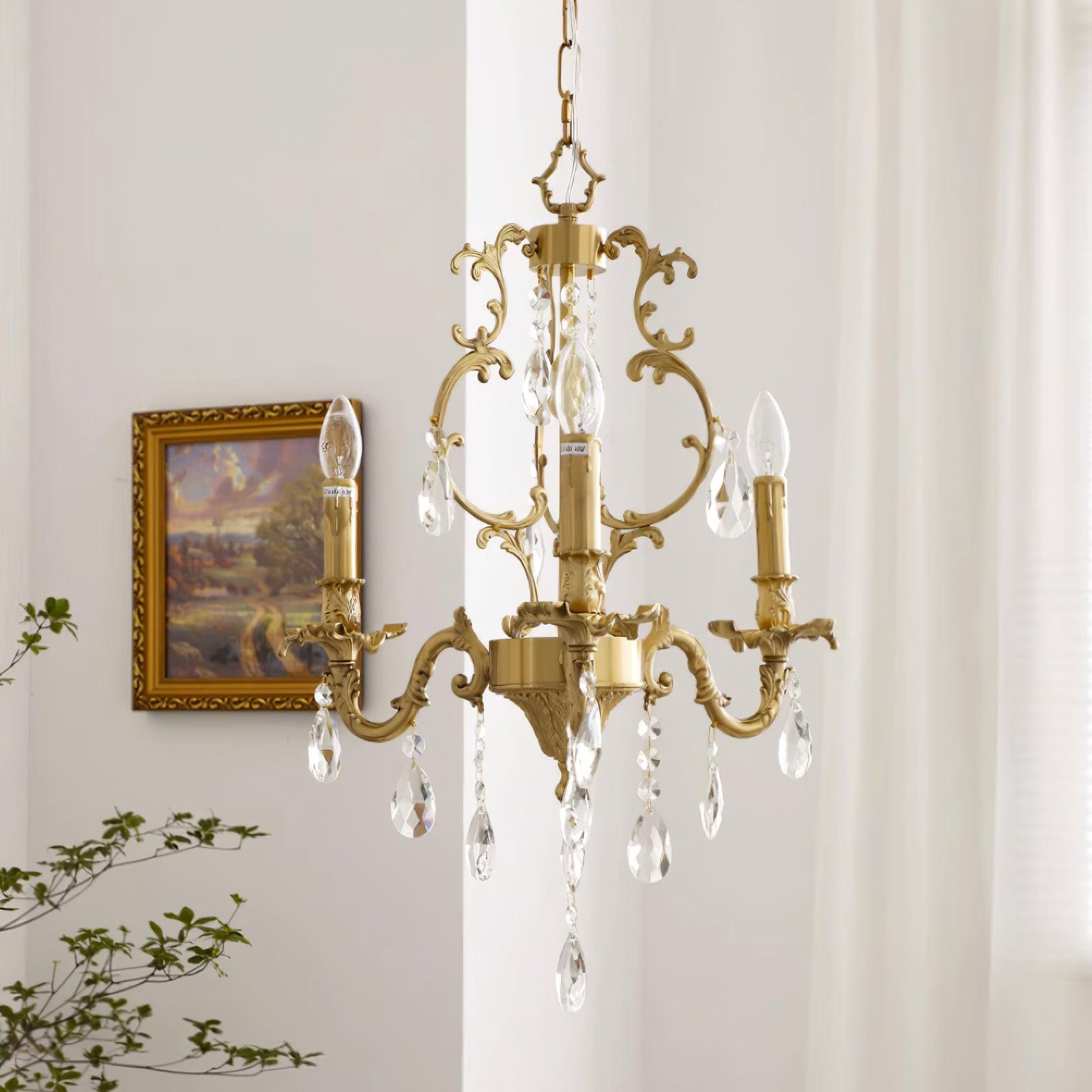 Elvion Lustre Classique en Laiton et Cristal - Neutralighting