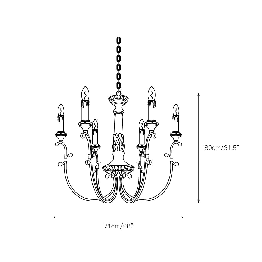 Myphaor Vintage Industrial Hand-carved Wood Chandelier - Lamp Copper