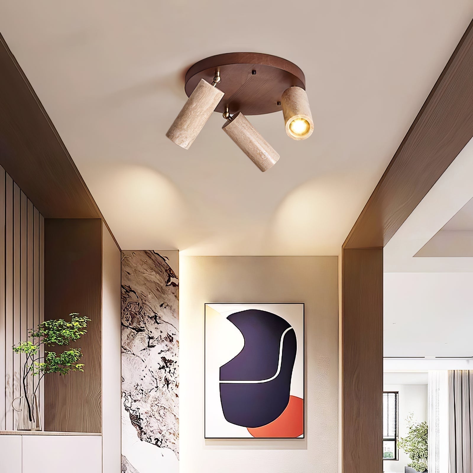 Zevenion Multi-Bras Travertin Plafonnier - Neutralighting