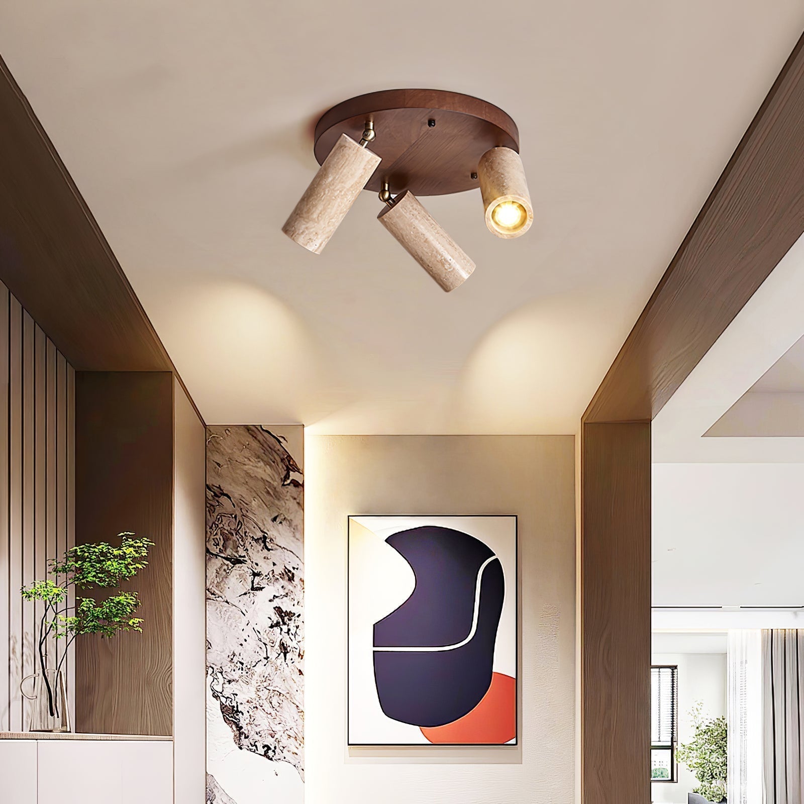 Zevenion Multi-Bras Travertin Plafonnier - Neutralighting