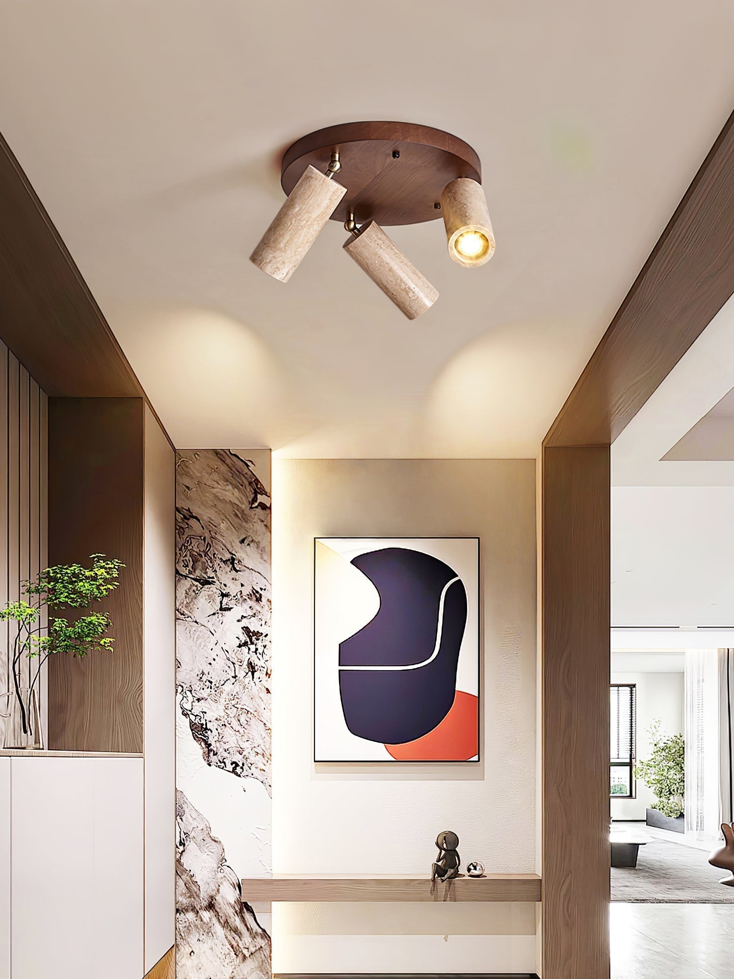Zevenion Multi-Bras Travertin Plafonnier - Neutralighting