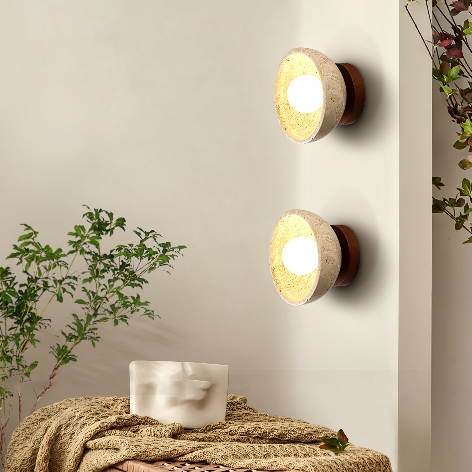 Vacaris Applique Murale Minimaliste en Travertin - Neutralighting