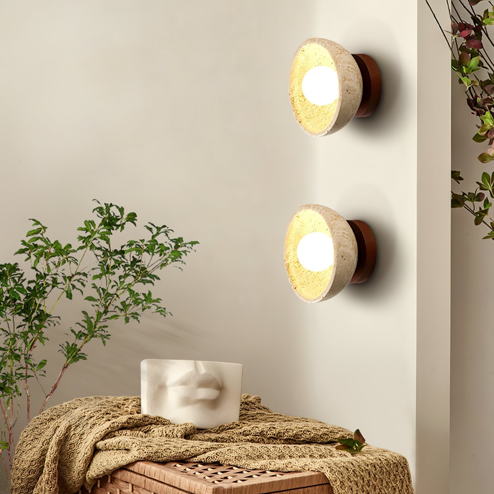 Vacaris Applique Murale Minimaliste en Travertin - Neutralighting