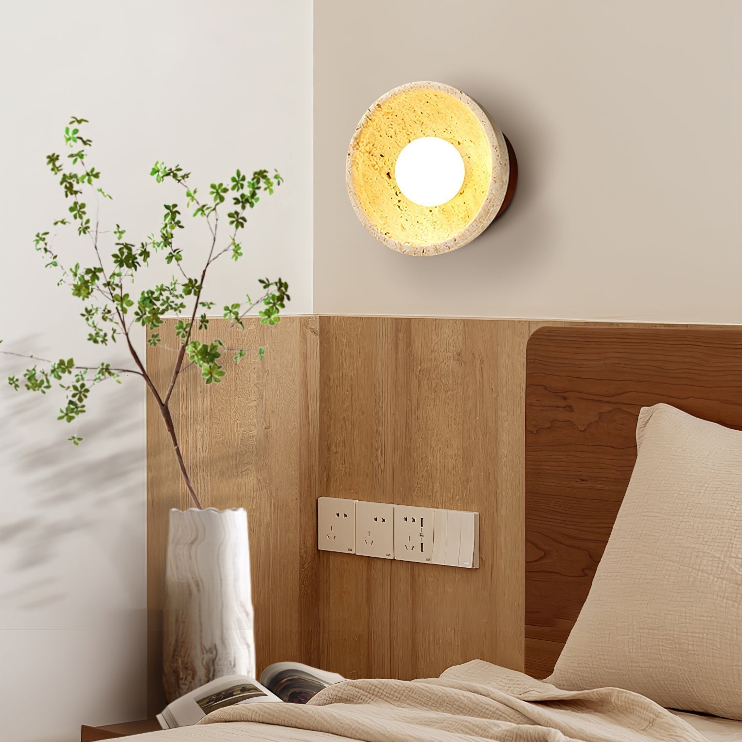 Vacaris Applique Murale Minimaliste en Travertin - Neutralighting
