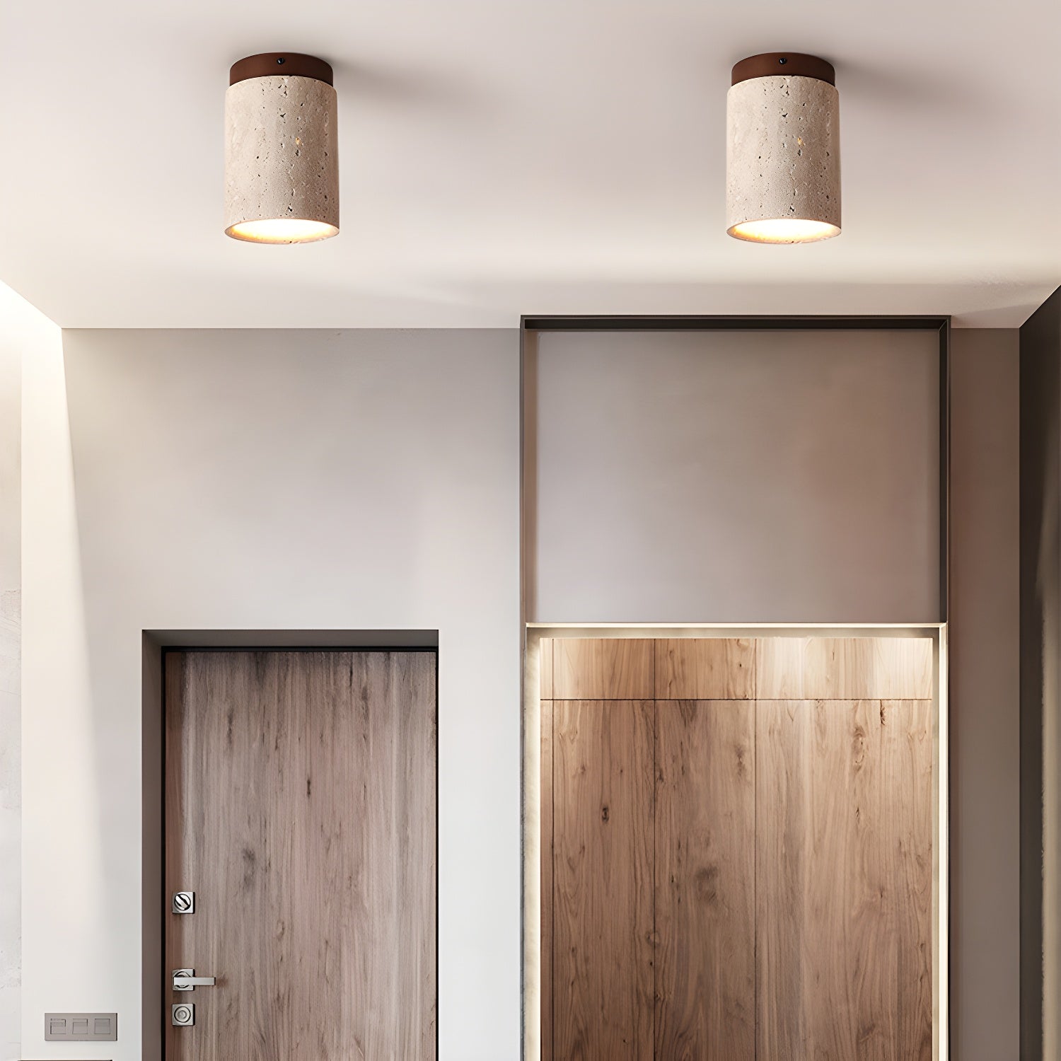 Aurnorira Cylinder Cap Travertine Ceiling Light - Letslighting