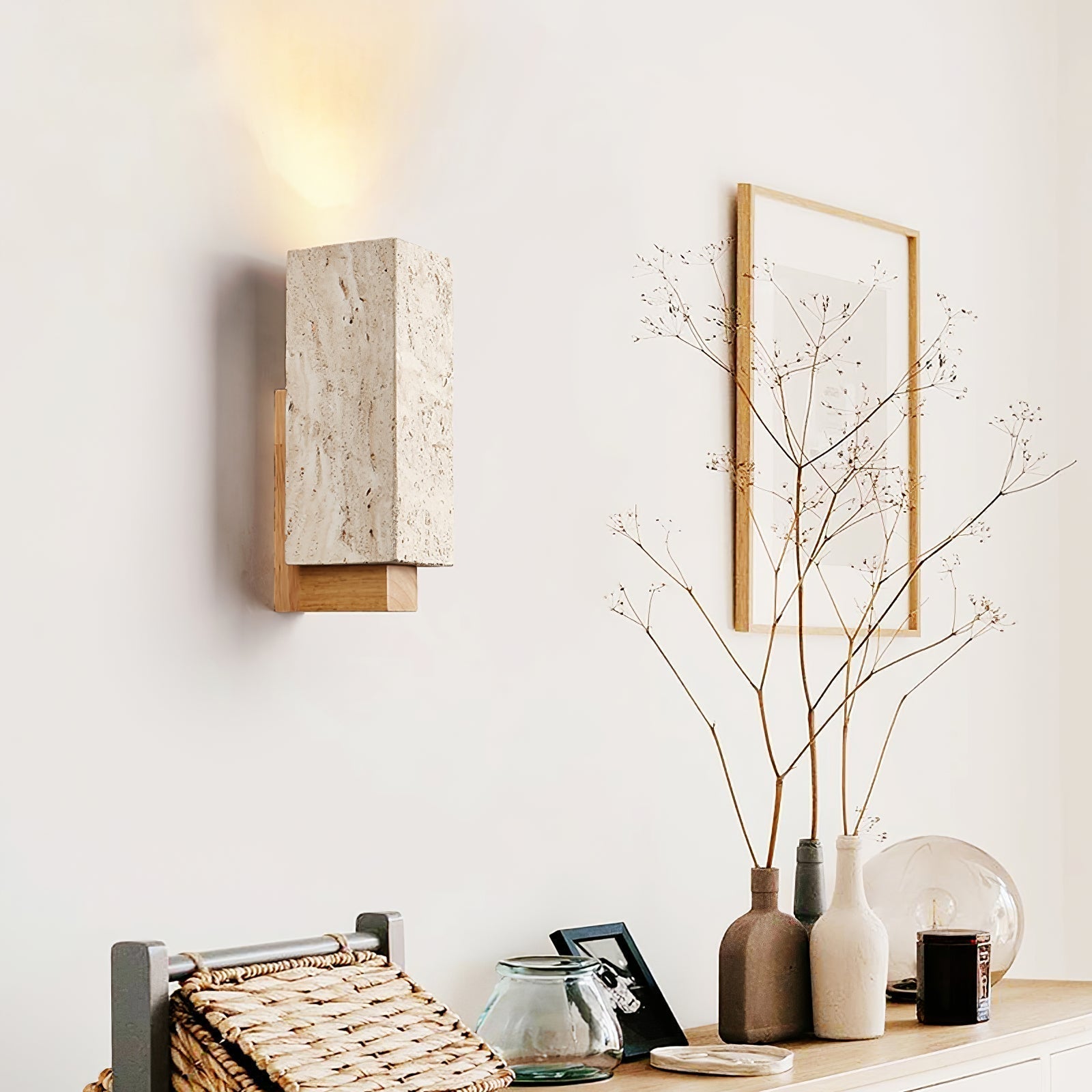 Elsoran Applique Murale Bloc Minimaliste en Travertin - Neutralighting