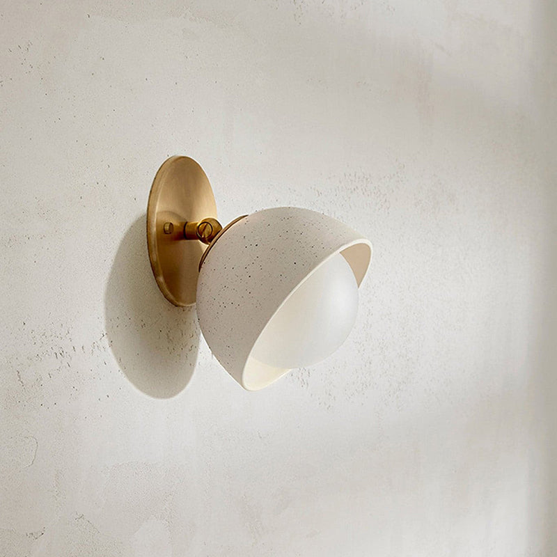 Ellorus Modern Minimalist Surface Glass Travertine Wall Lamp - Lamp Copper