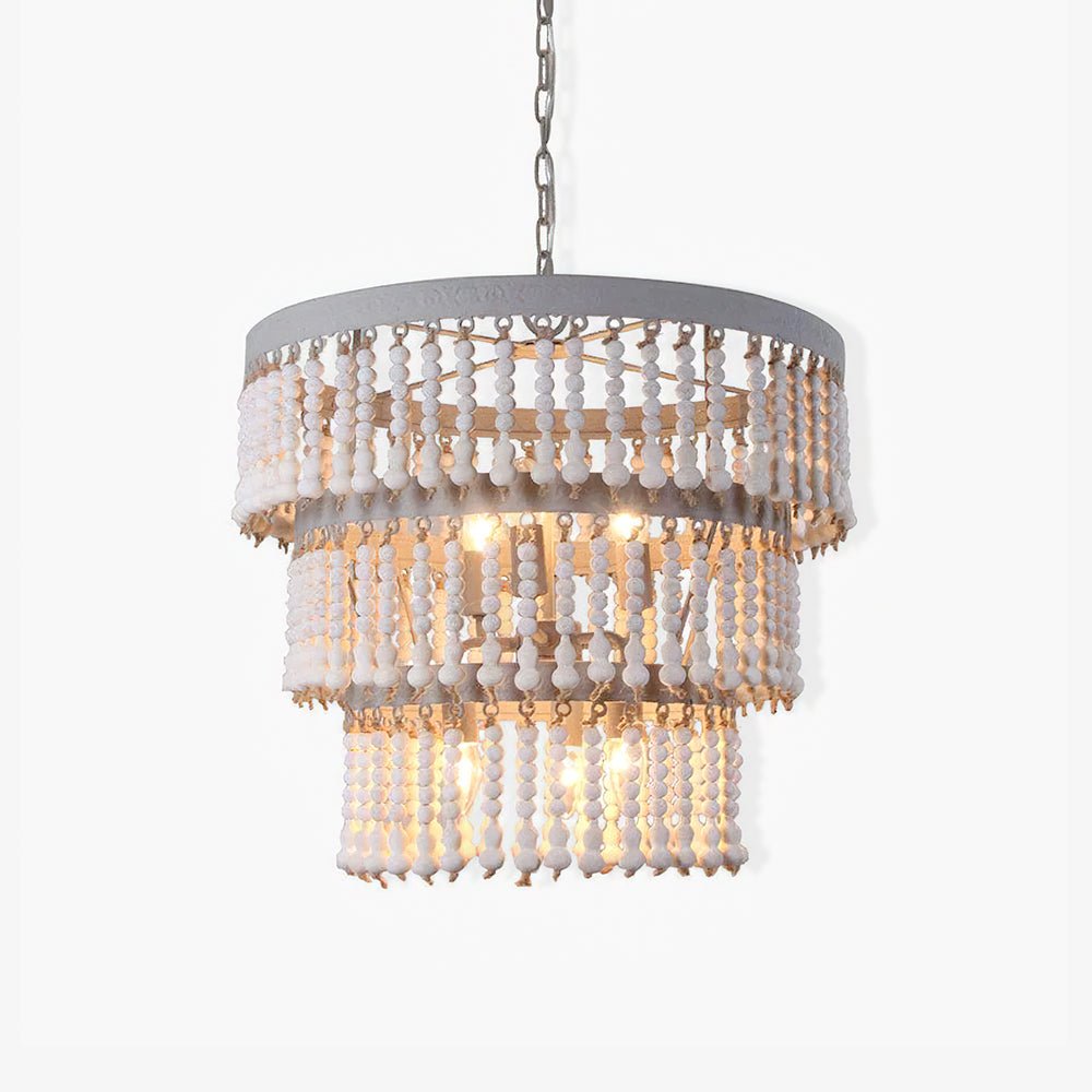 Lustra Chandelier Bois Empilé Perles - Neutralighting