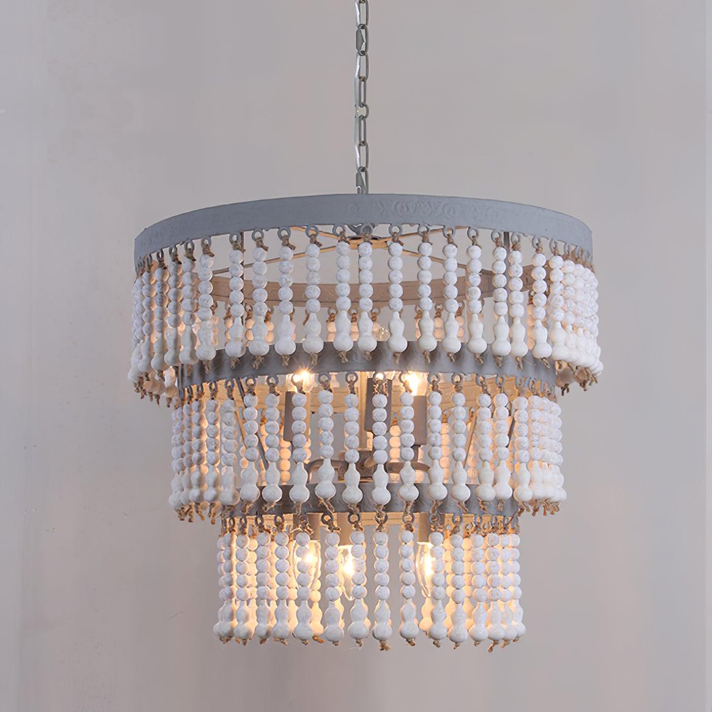 Lustra Chandelier Bois Empilé Perles - Neutralighting