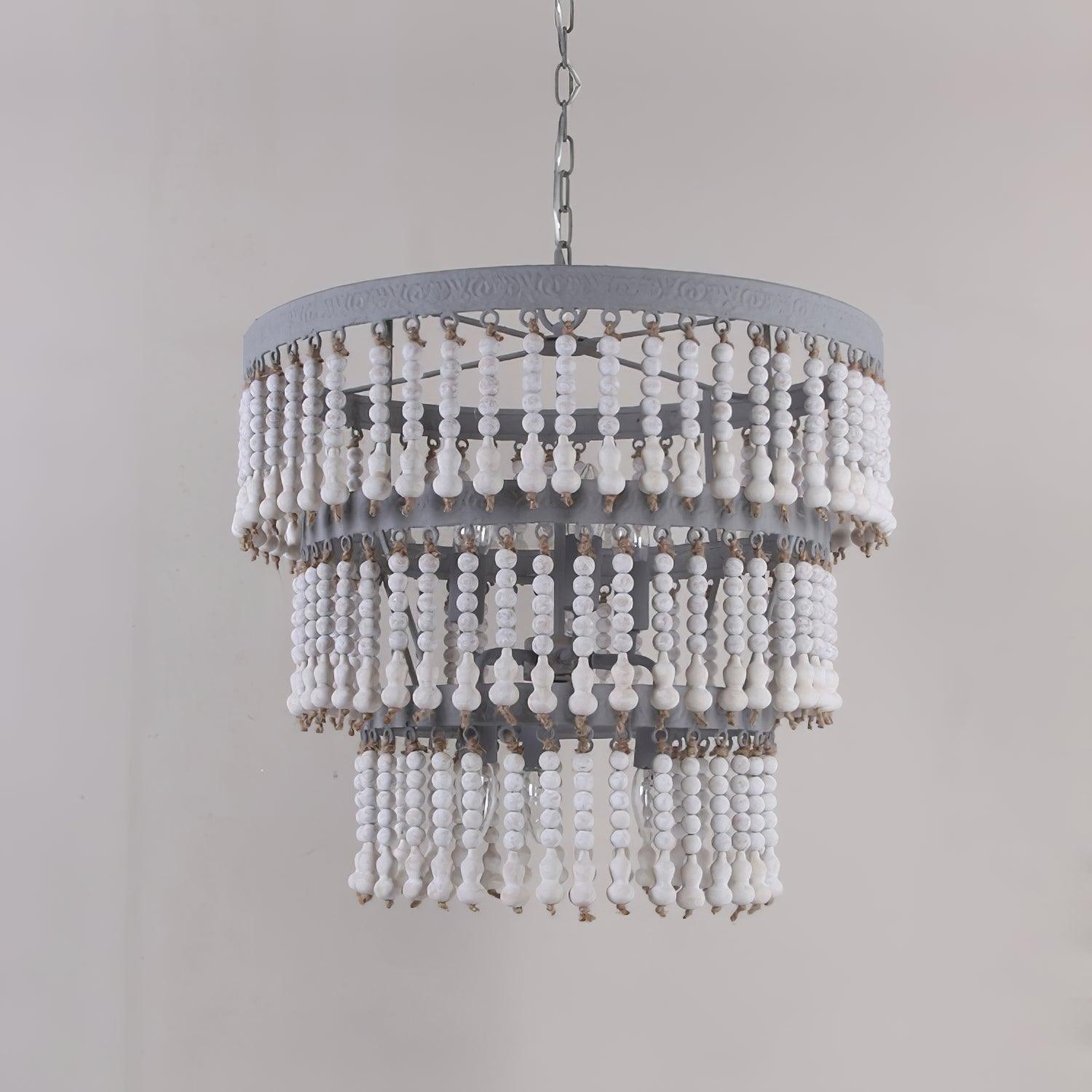 Lustra Chandelier Bois Empilé Perles - Neutralighting