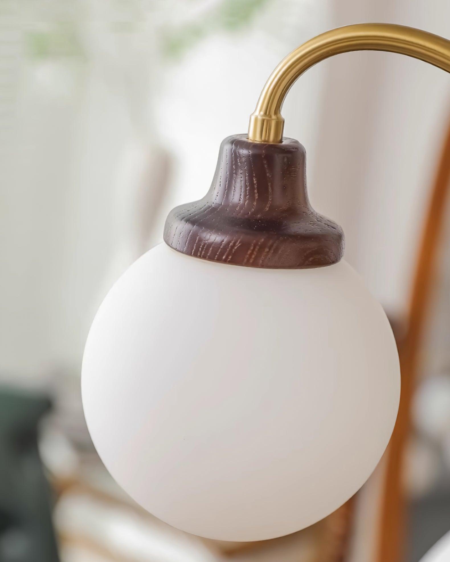 Chandelier Gold Arms&Ash Wood White Glass Globes Retro - Letslighting