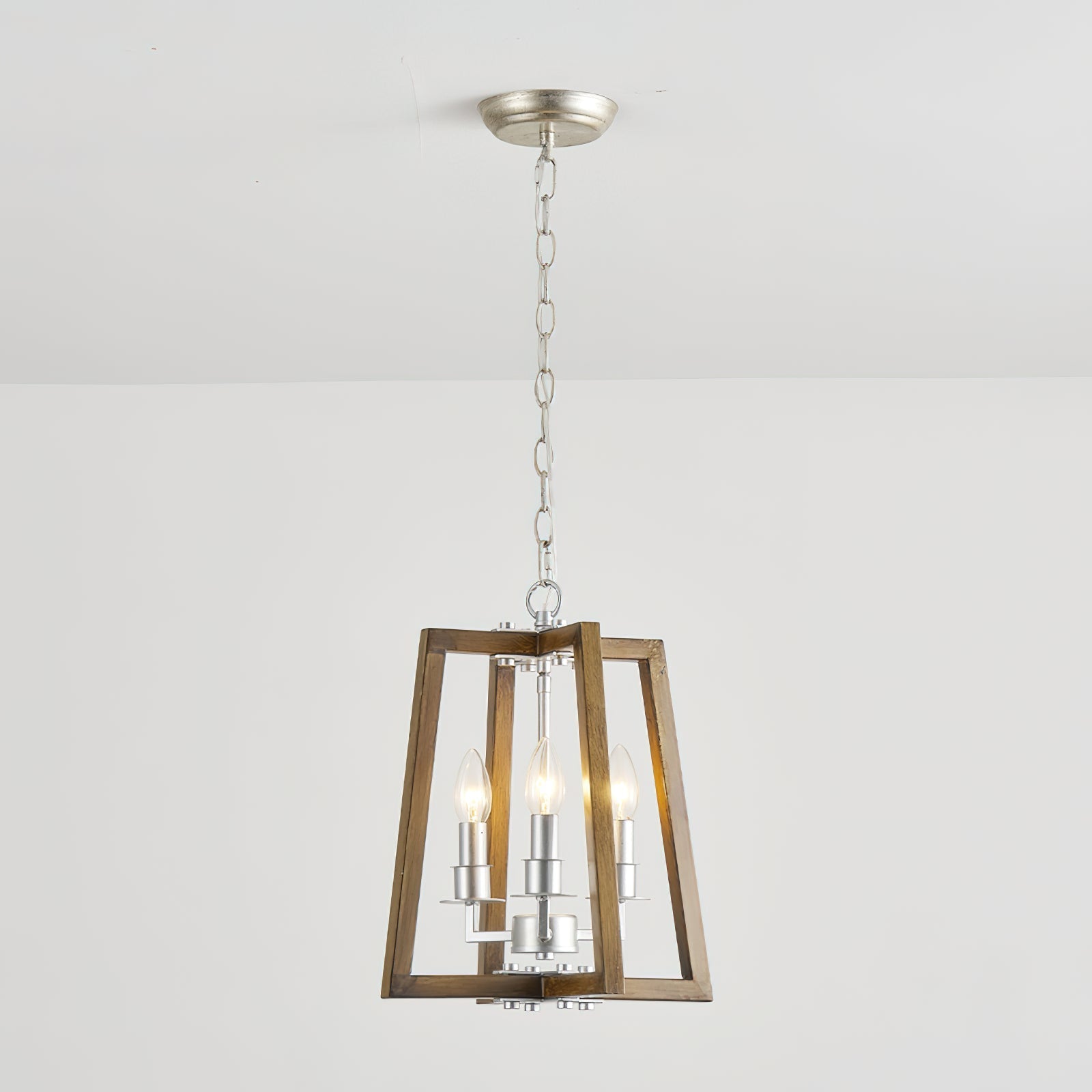 Tinsley Ancien Ouvrir Cadre Bois Lumière Pendentif - Neutralighting
