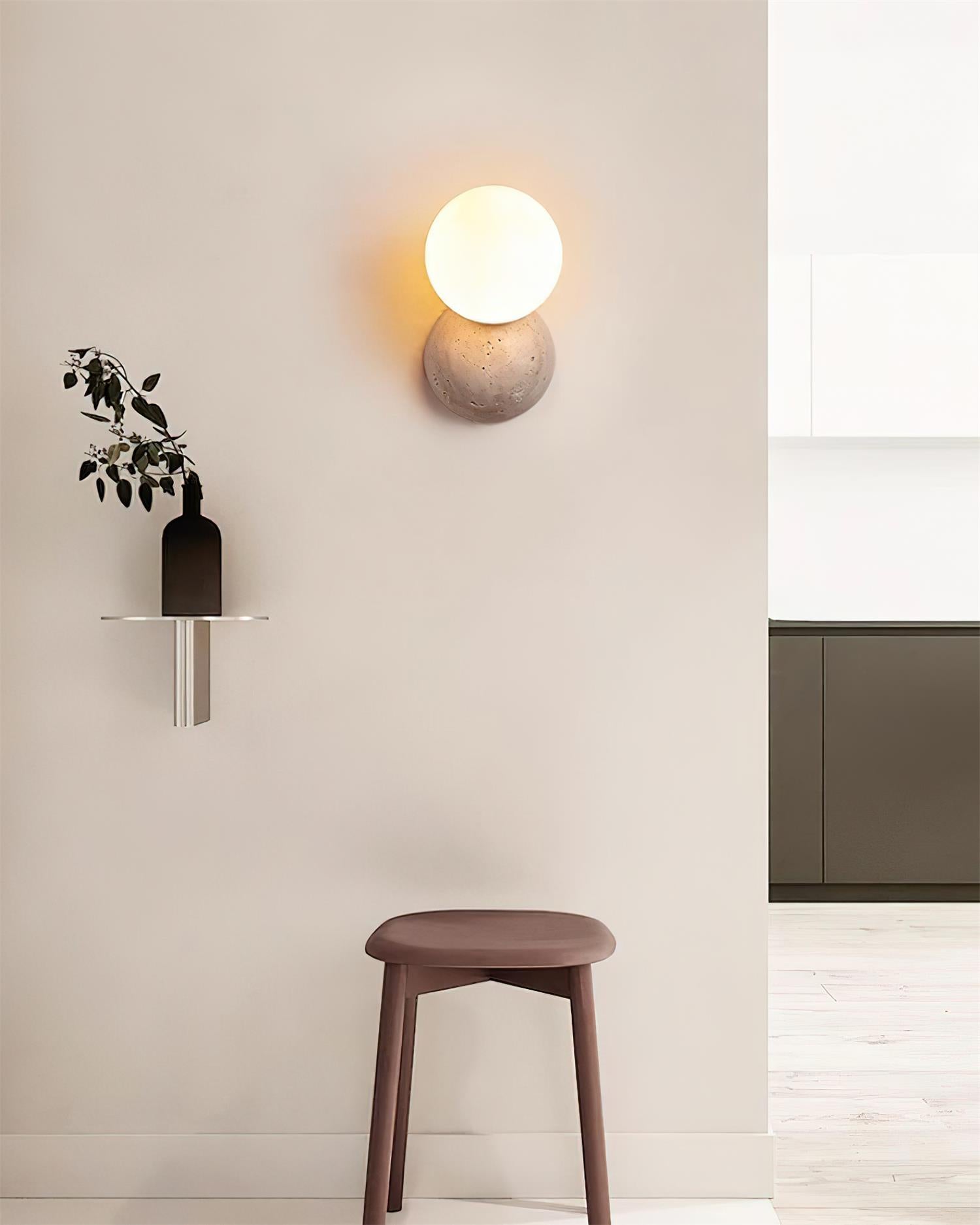Ritta Applique Murale Travertin Design Double Sphère - Neutralighting