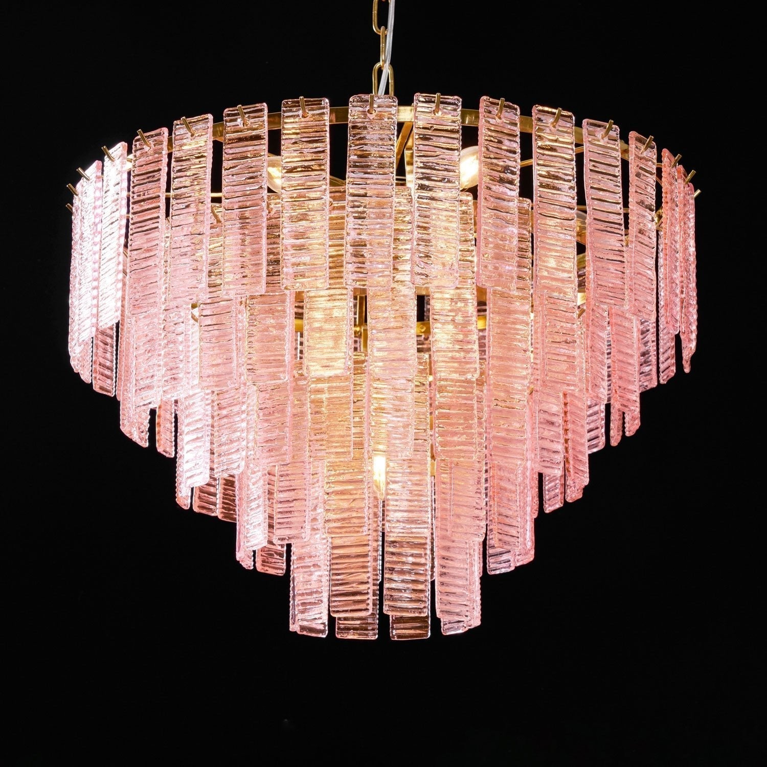 Aurora Chandelier Pink Murano Glass Layered Vintage Luxury - Letslighting