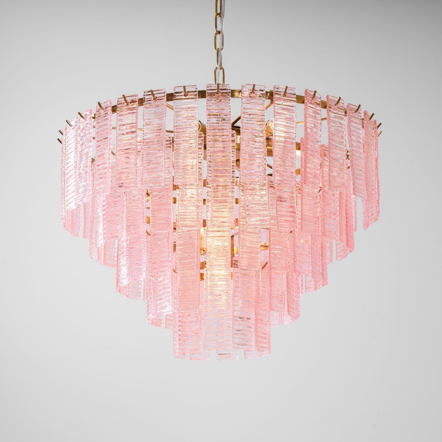 Aurora Chandelier Pink Murano Glass Layered Vintage Luxury - Letslighting