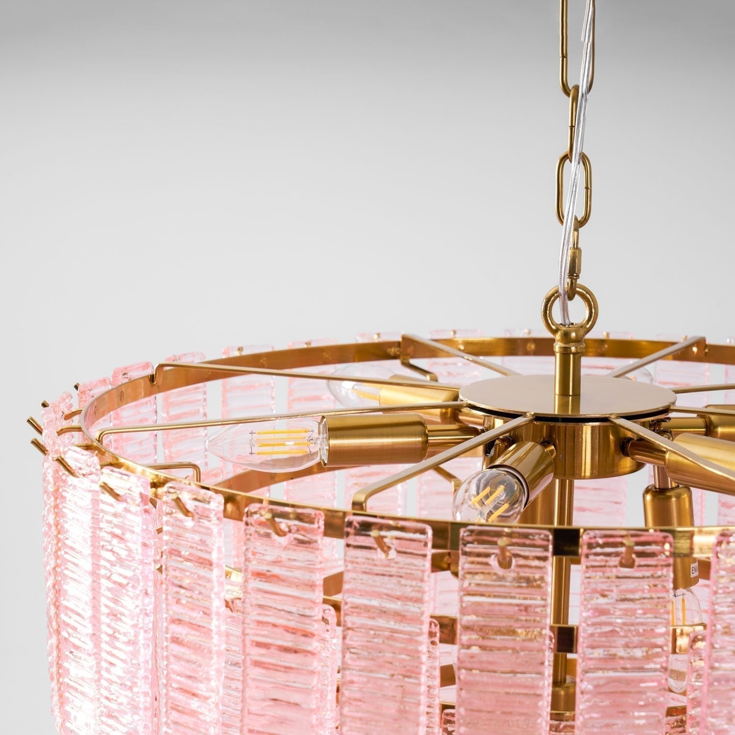 Aurora Chandelier Pink Murano Glass Layered Vintage Luxury - Letslighting
